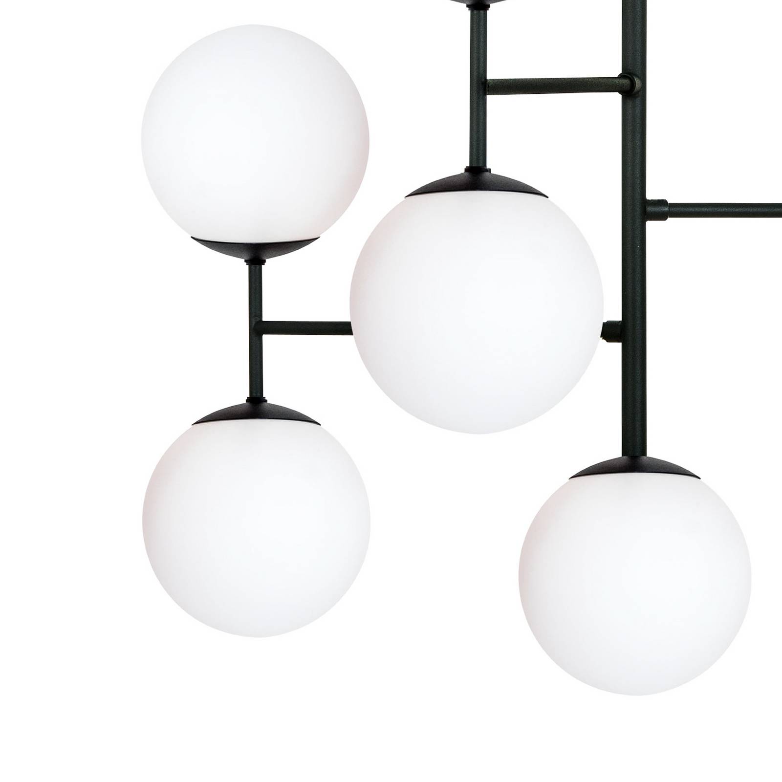 Deckenlampe Korek, schwarz/weiß, Glas, 75 cm, 7-flg., E14 günstig online kaufen