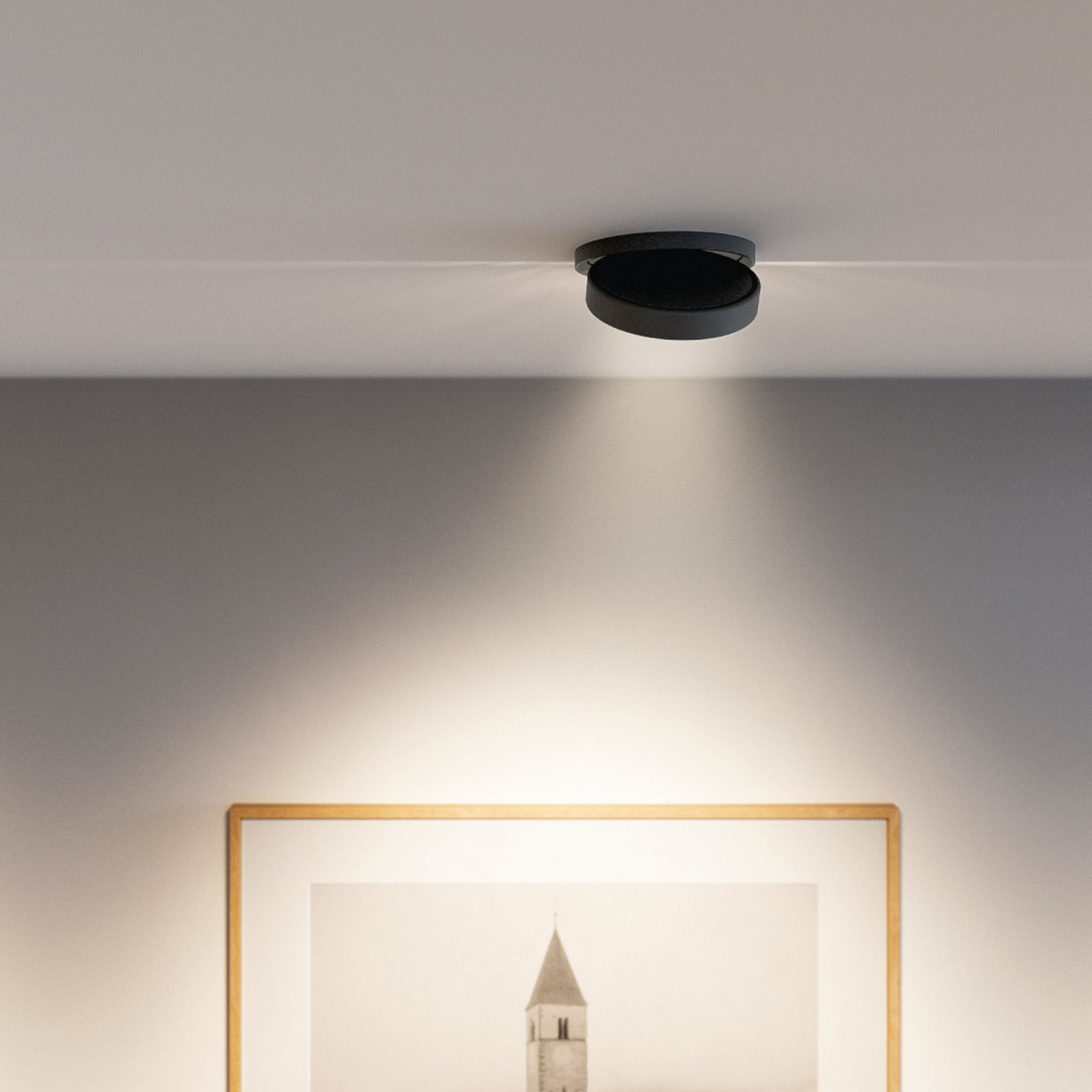 Spot encastré LED Nivo noir 50° 11 cm, orientable et à intensité variable -