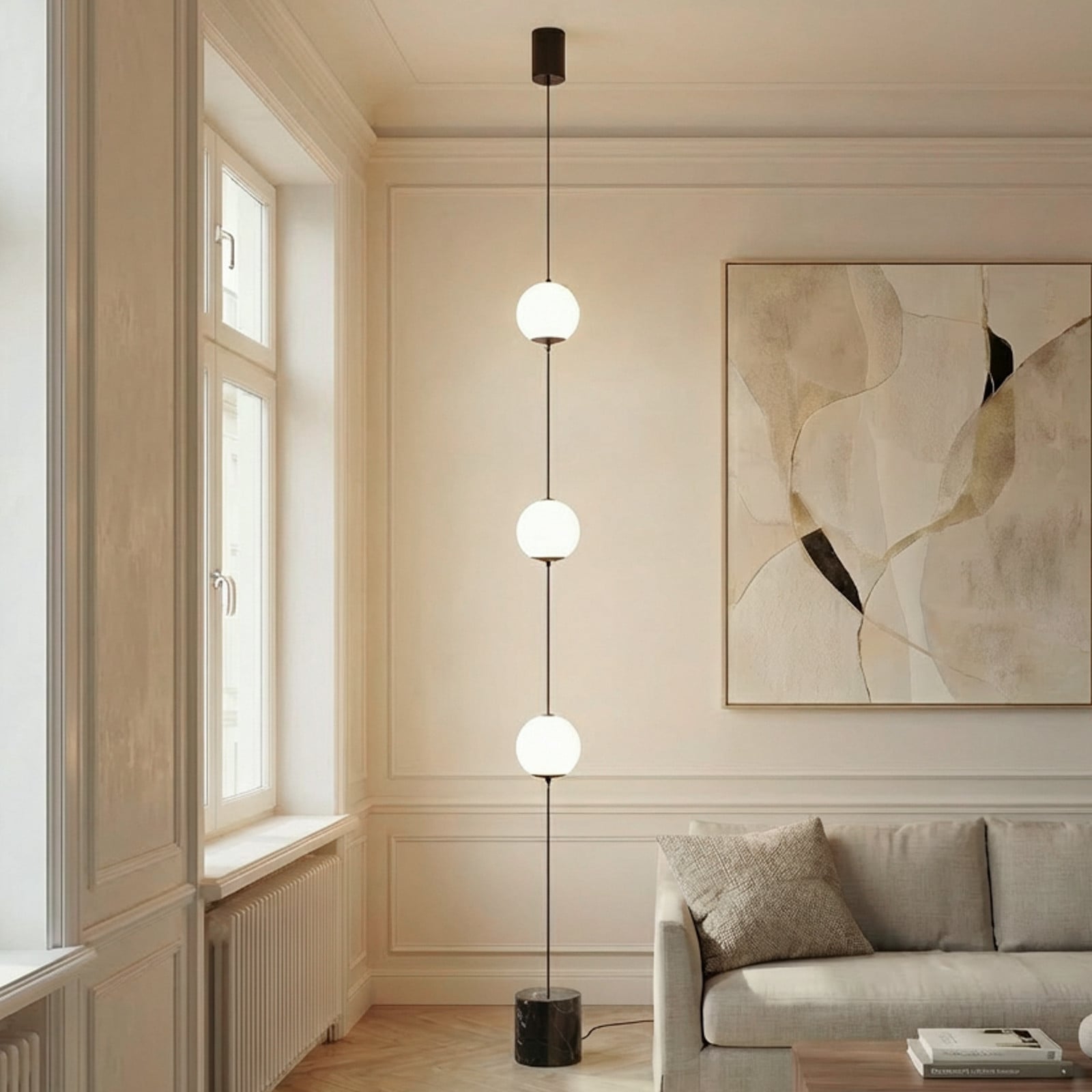 Lampadar LED Lucande Darrow negru/opal sticlă dimabil - Camera de zi / sufragerie - Modern - negru alb