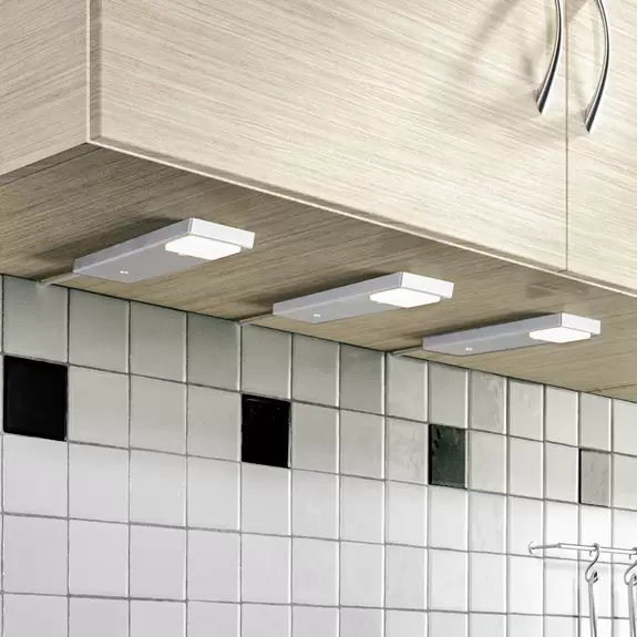 Lampenwelt Lindby Amaryll LED-Unterbauleuchte, 3er-Set silber