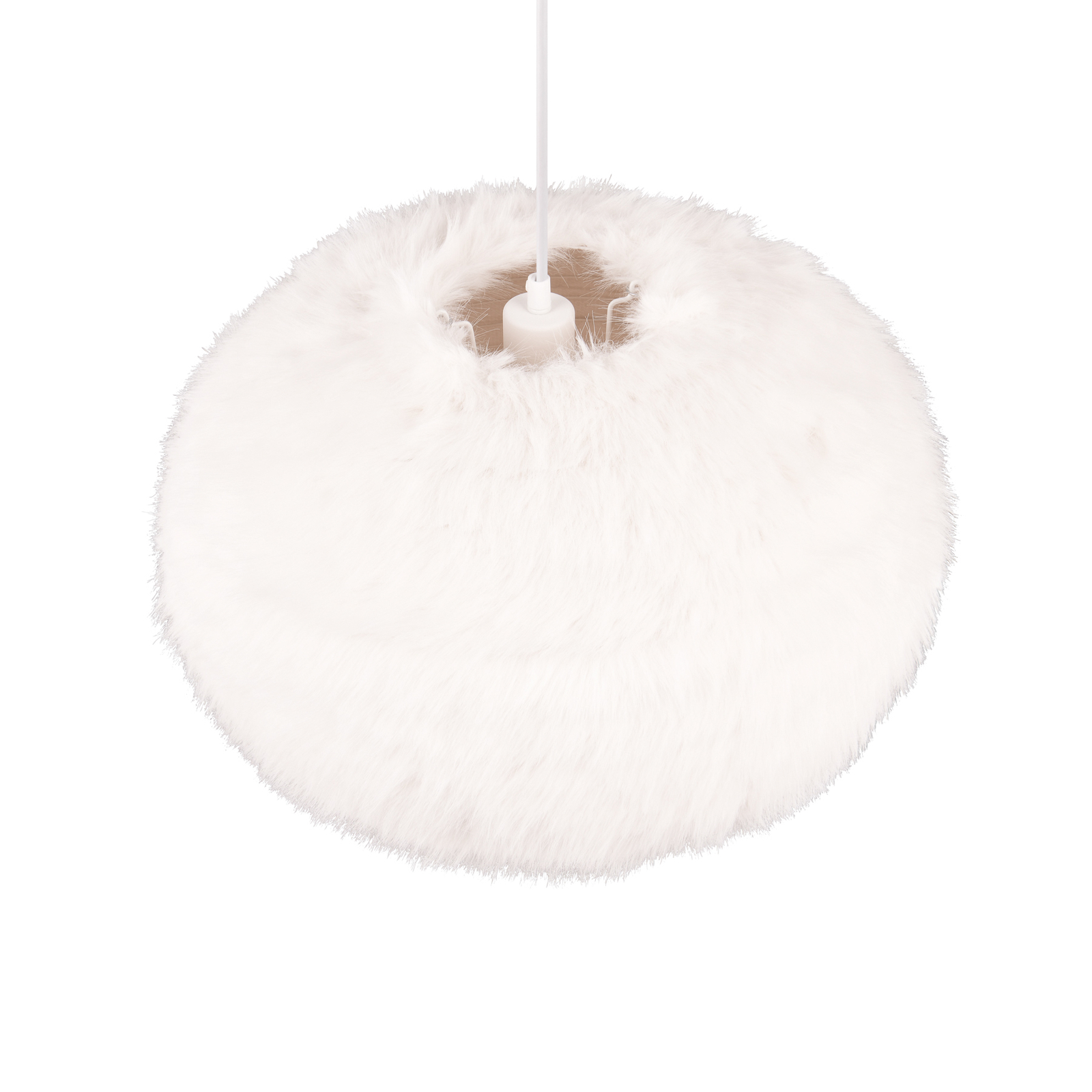 Furry pendant light, Ø 50 cm, sand-coloured, synthetic plush