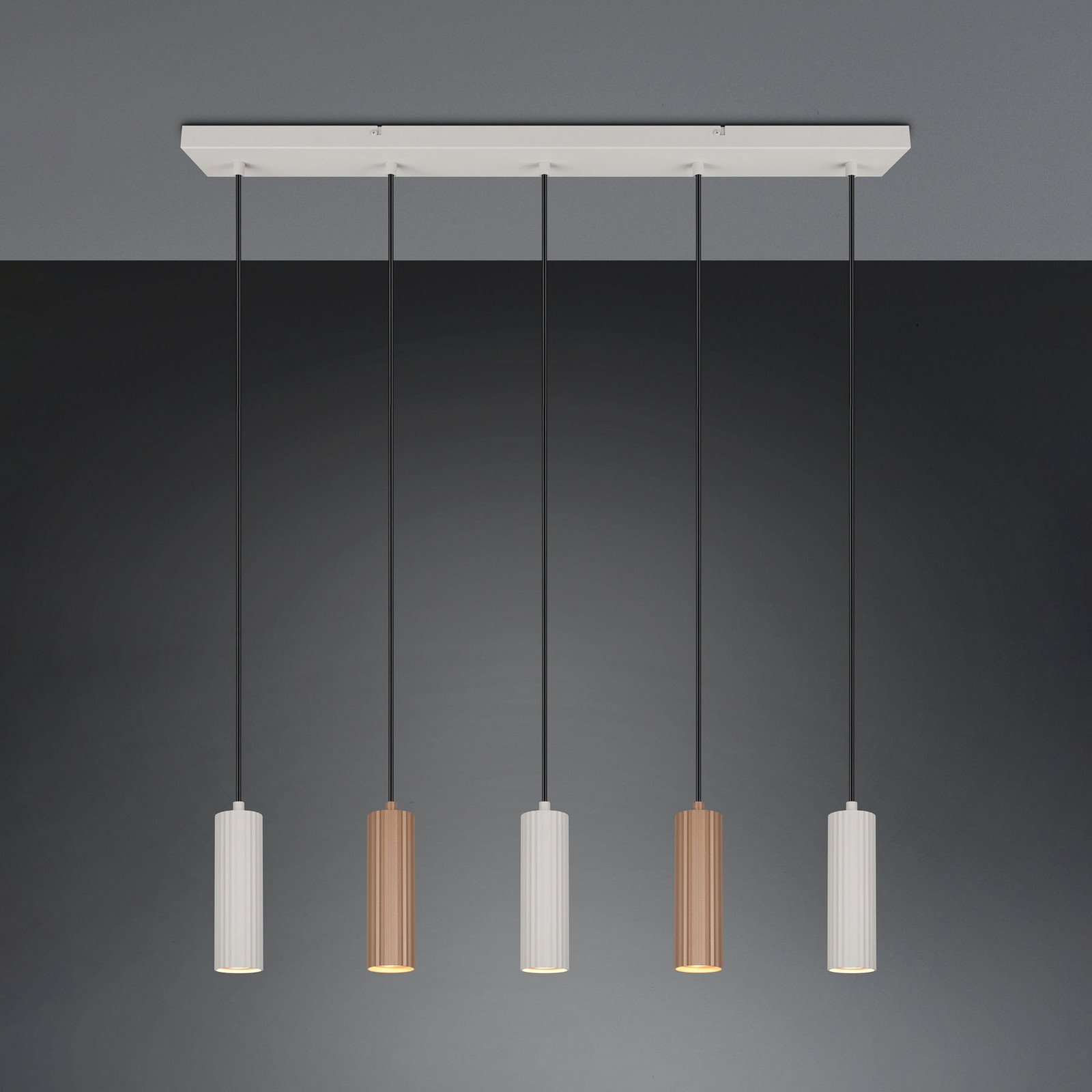 Trio Lighting Lampă suspendată Soka maro/gri lungime 85 cm metal 5 becuri. - Camera de zi / sufragerie - Modern - maro gri