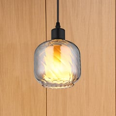 Lámpara colgante Xia, Ø 14 cm, gris humo, cristal