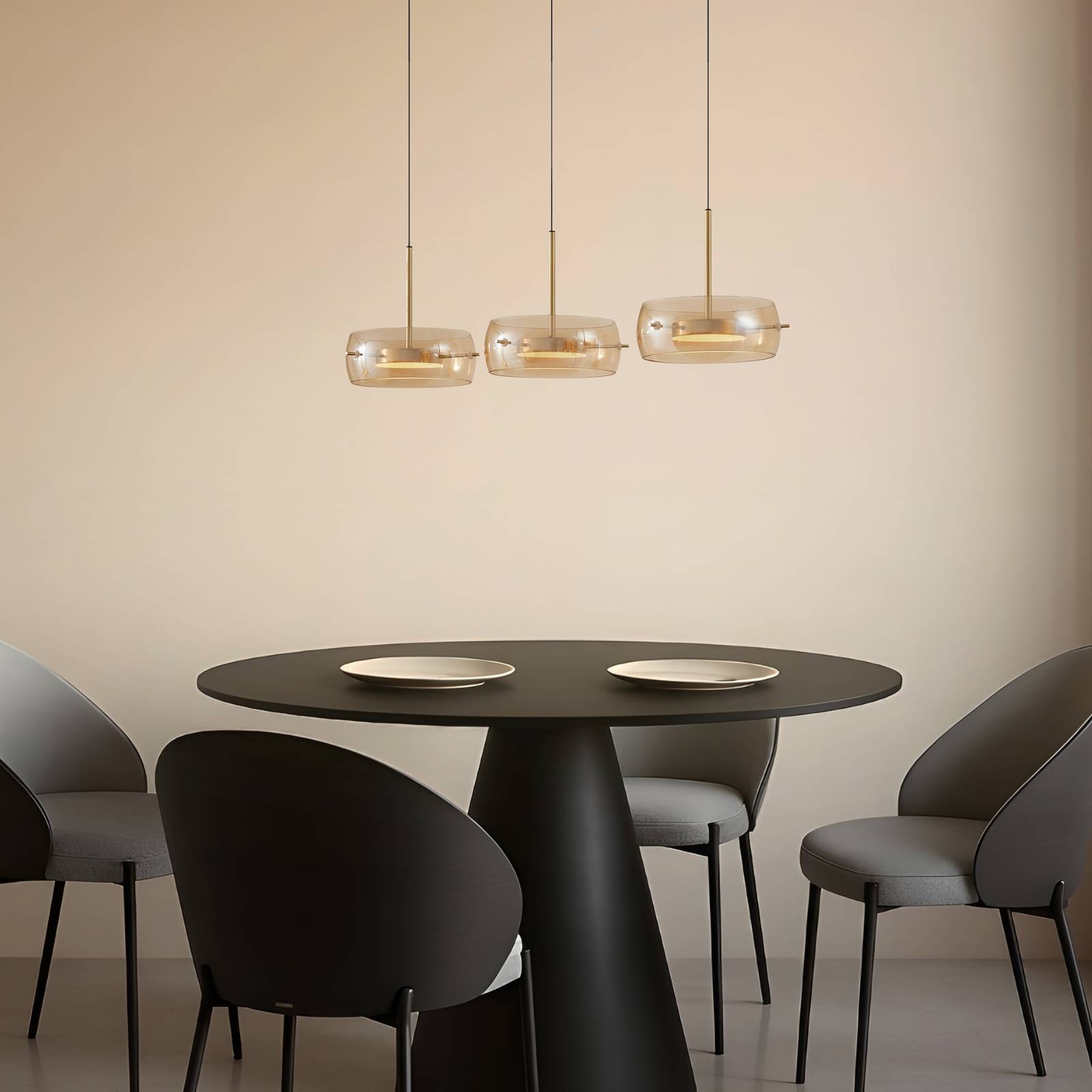 Lucande LED-Hängeleuchte Martis, amber, 3-flg., dimmbar günstig online kaufen