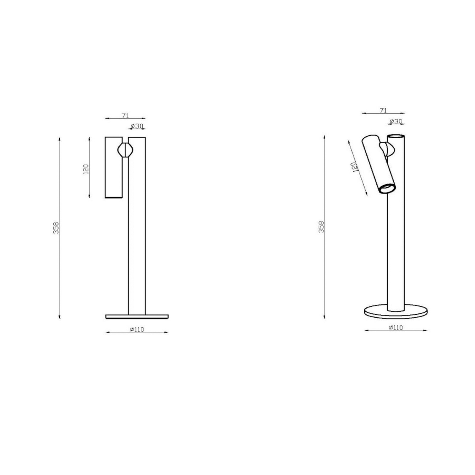 Antrim LED laetav laualamp, valge, 1-valgus, IP54, timmitav