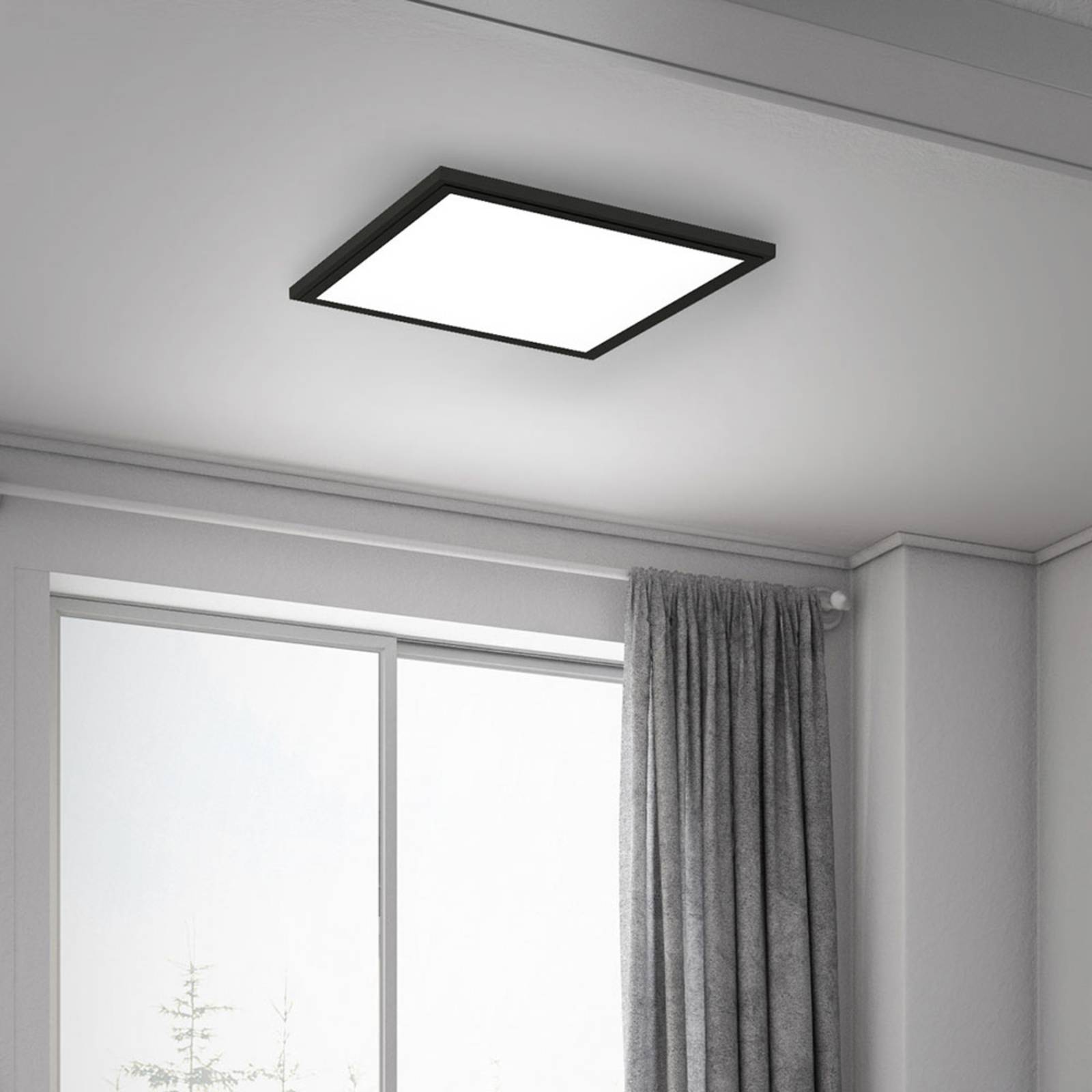 Briloner LED-panel Simple svart ultraplatt 30 x 30 cm