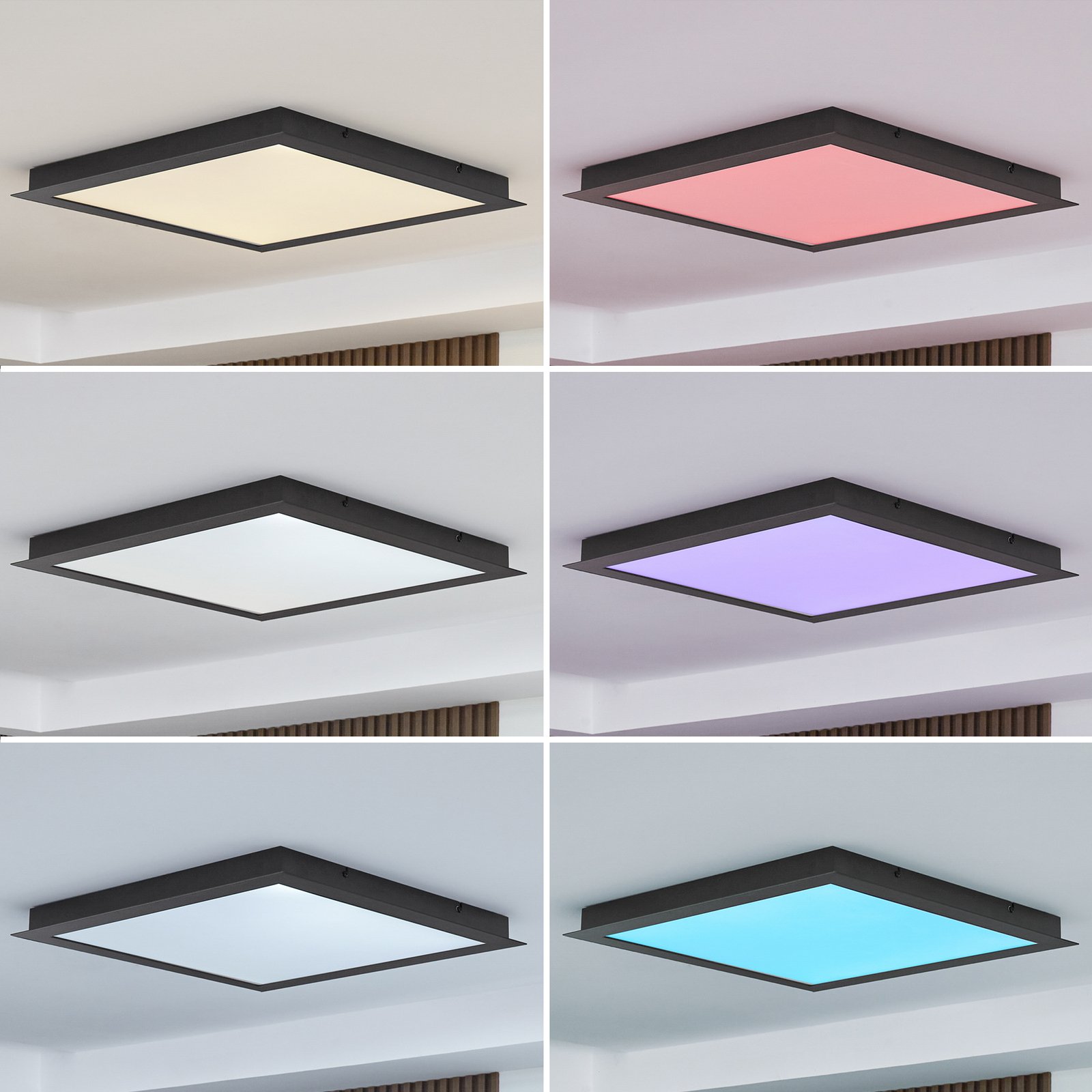 Lucande Smart LED stropné svietidlo Leicy black 65 cm RGB CCT