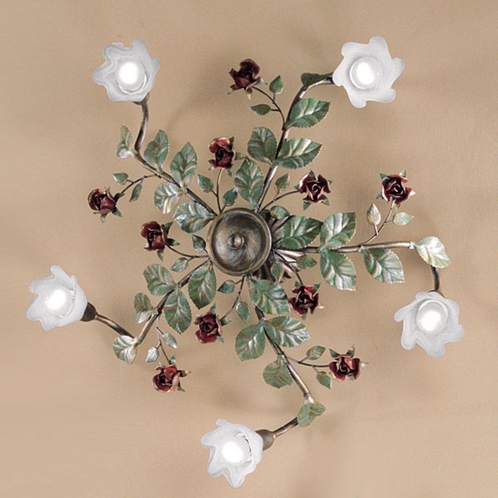 Kögl Rosaio ceiling light, round, five-bulb, for Living / Dining Room, metal, glass, E14, 40 W, energy efficiency: A++, H: 23 cm