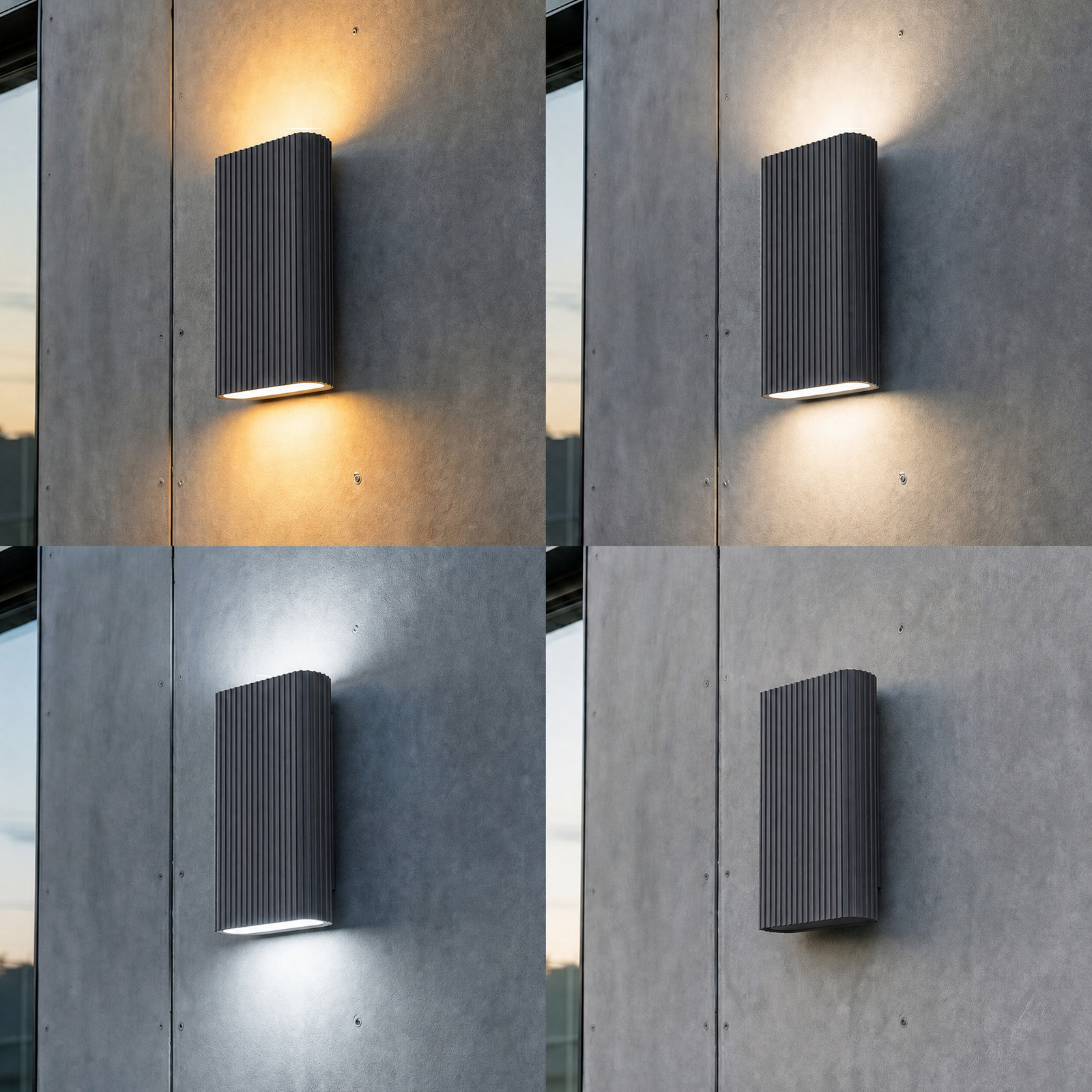 Lucande LED-Außenwandlampe Raija, anthrazit, Höhe 40 cm, CCT Lucande LED-Außenwandlampe Raija, anthrazit, Höhe 40 cm, CCT
