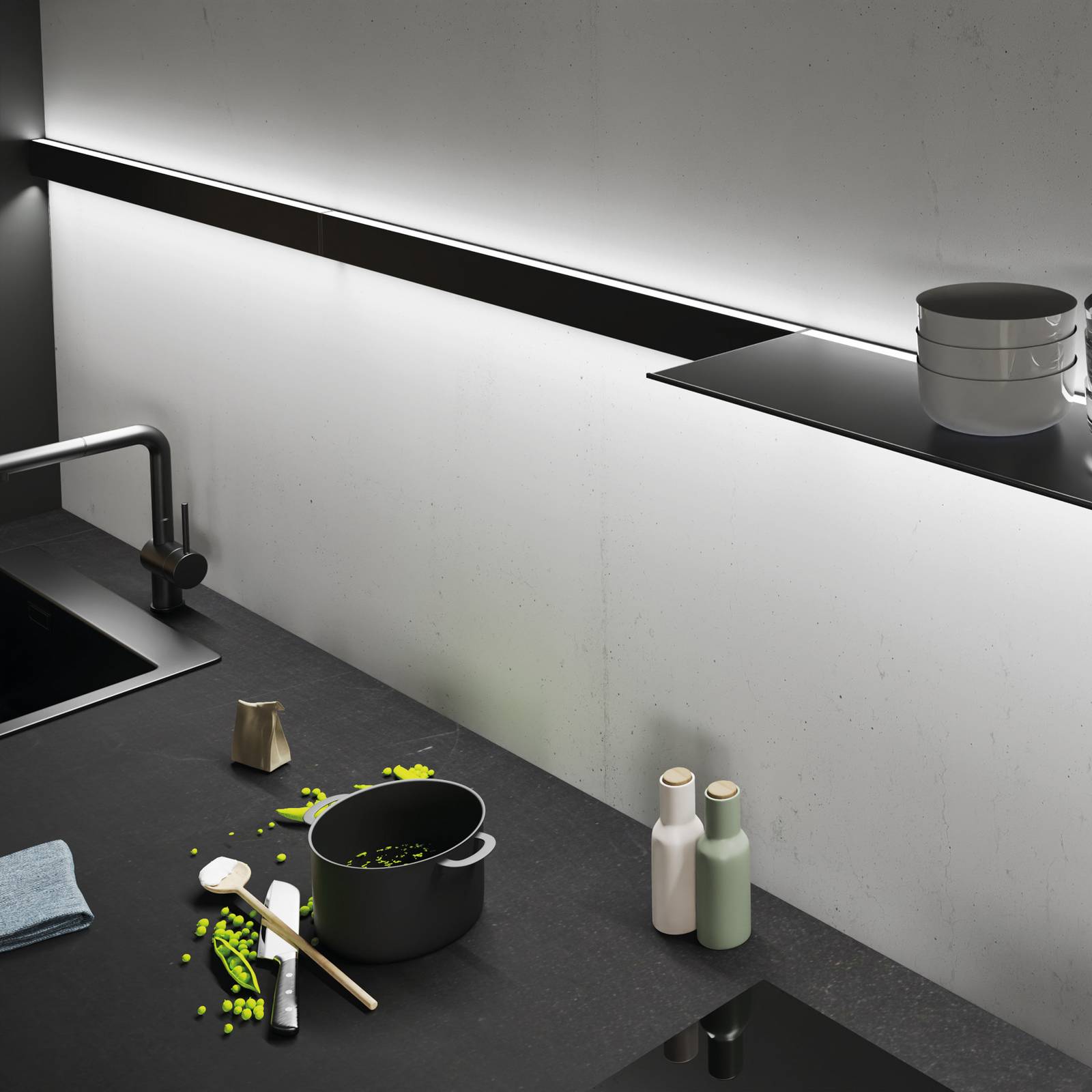 Hera LED nástěnné světlo INTERO-LINE, černé, 60 cm, 24 V, CCT