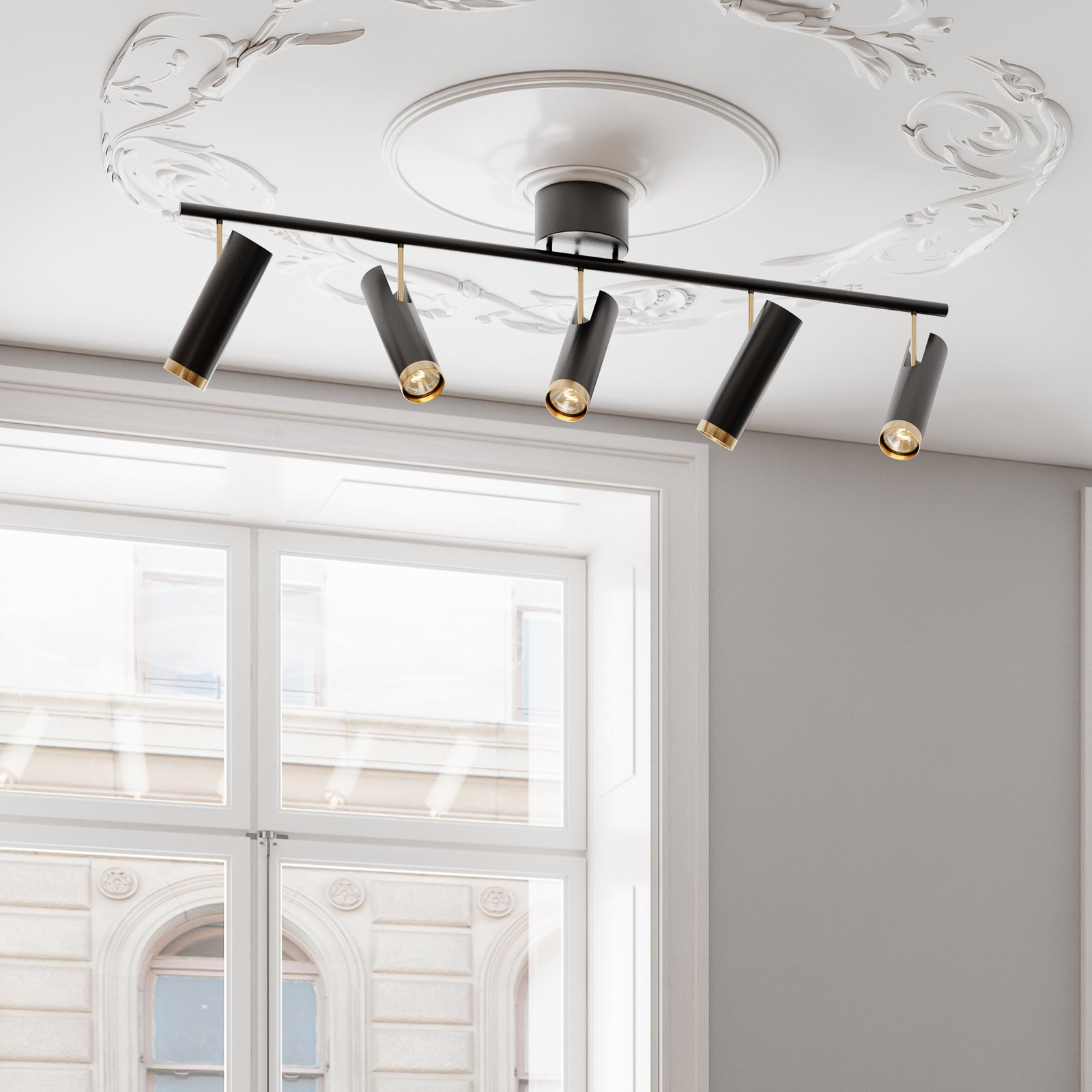 Puls Bar 5 Stropné Lampa Black/Brass - By Rydéns