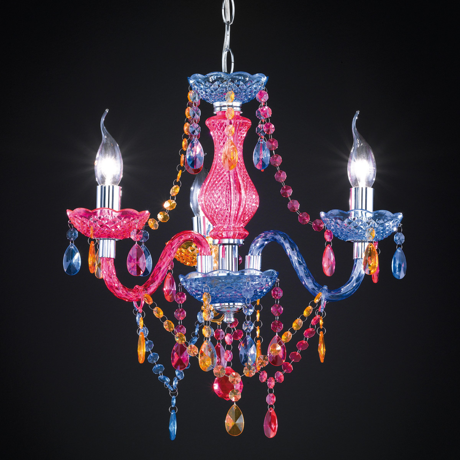 Flerfärgad lampkrona Perdita med akrylhänge