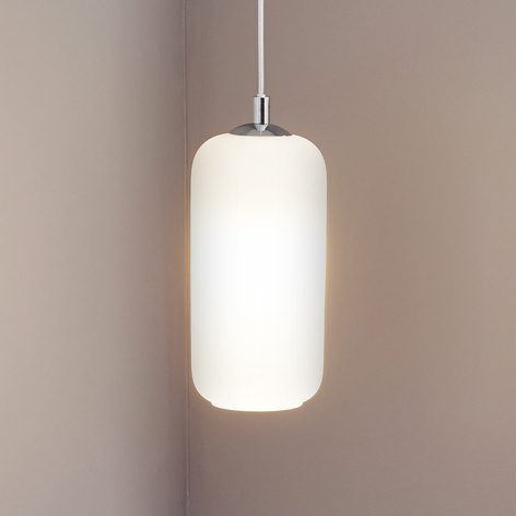 Pendellampe Kayan med lang glassskjerm, opal