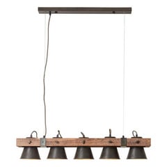 Lámpara colgante Plow, 5 luces negro/madera oscuro