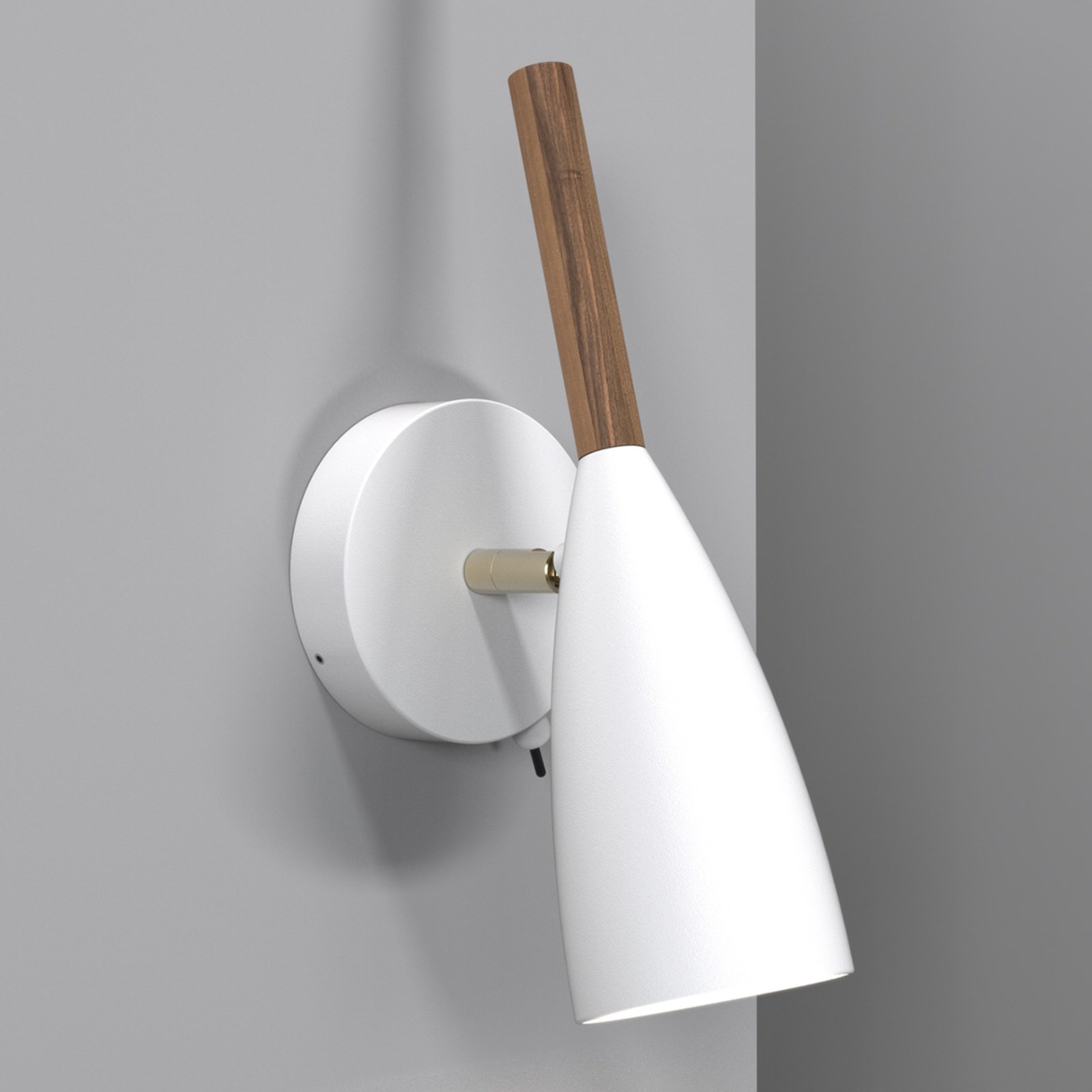 Pure wall light in white with wooden element