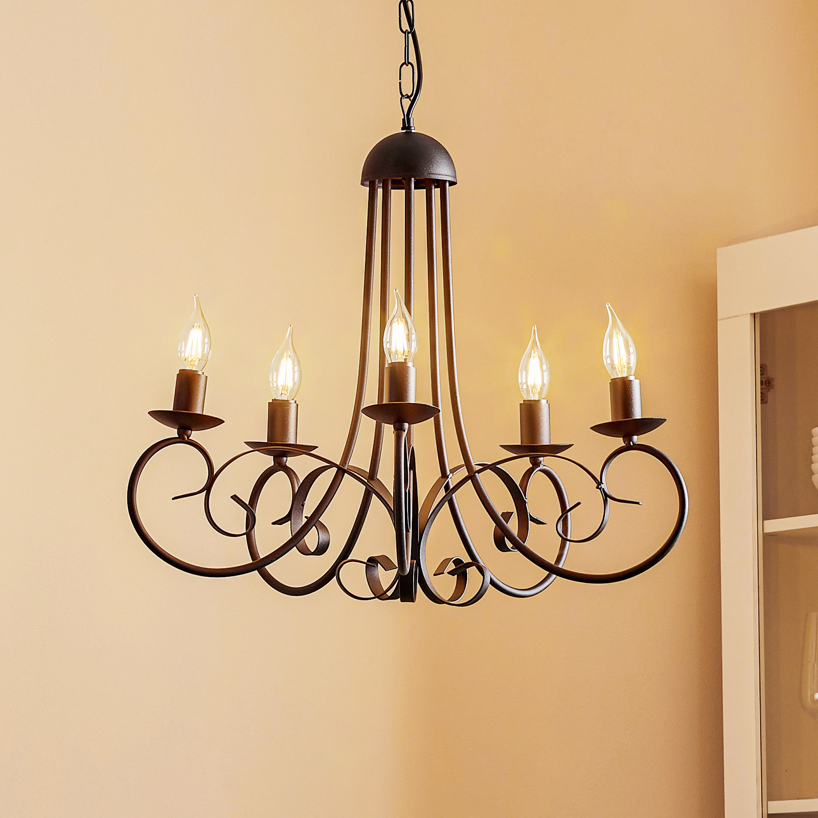 Pompei chandelier, without lampshades, black