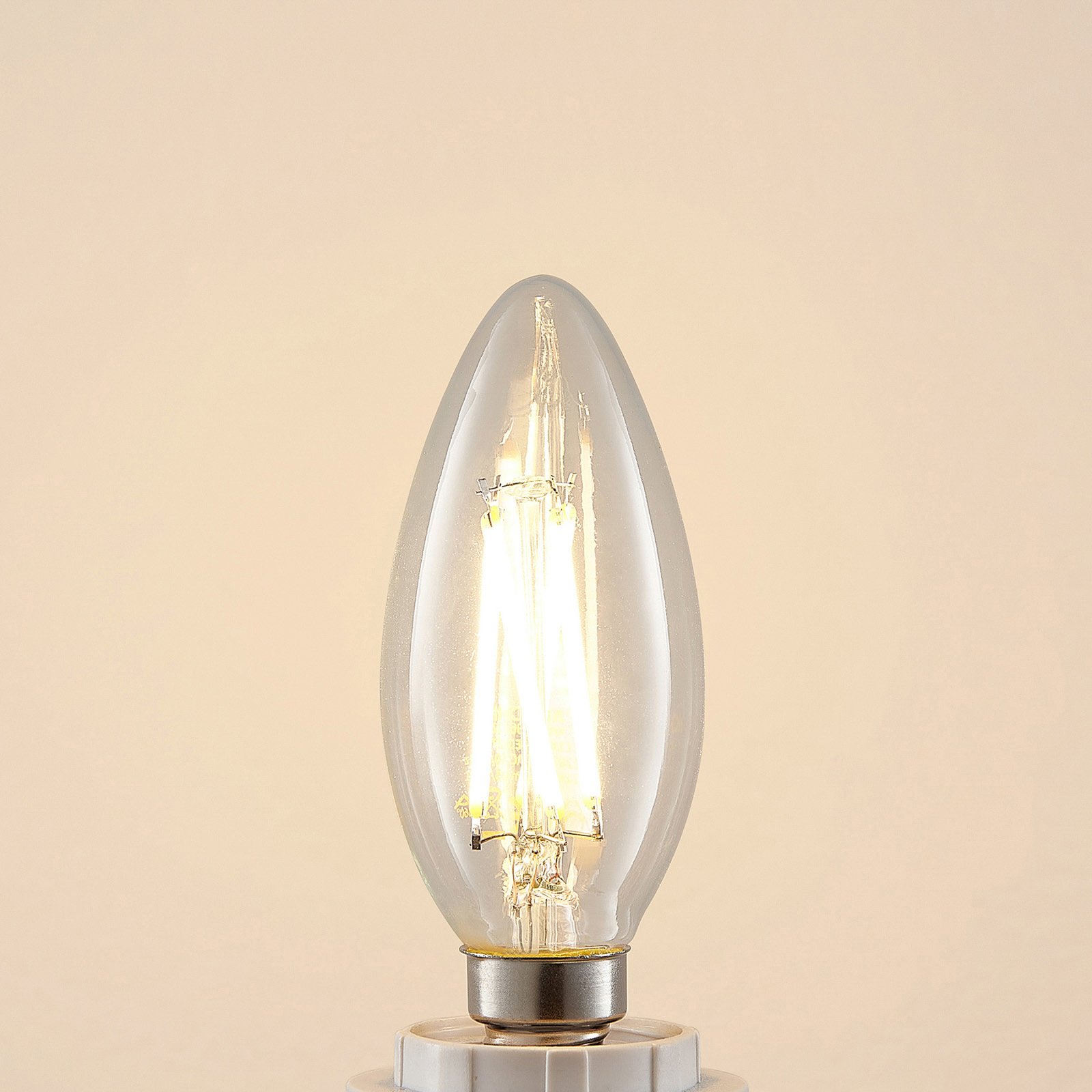 LED-filamentpære E14 4 W 827 kerte, dæmpes, 2 stk