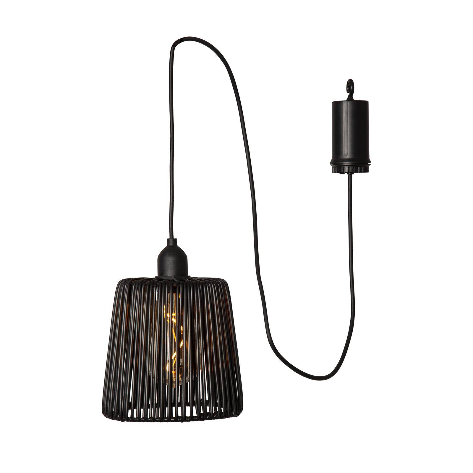 LED-Außenhängelampe Twine schwarz Kunststoff Ø 15cm Batterie
