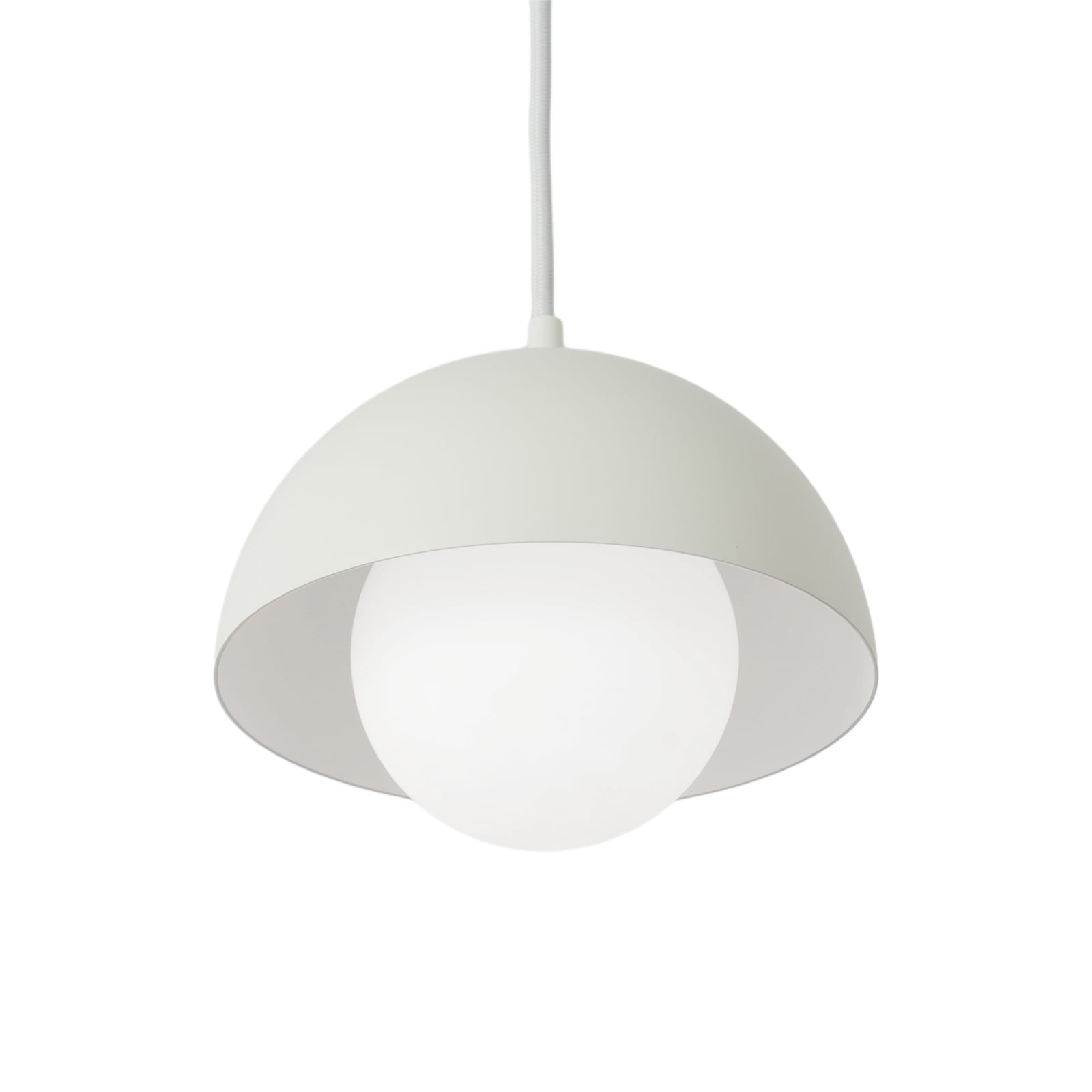 Suspension Nola Hide, blanche, Ø 17 cm, aluminium/verre, G9