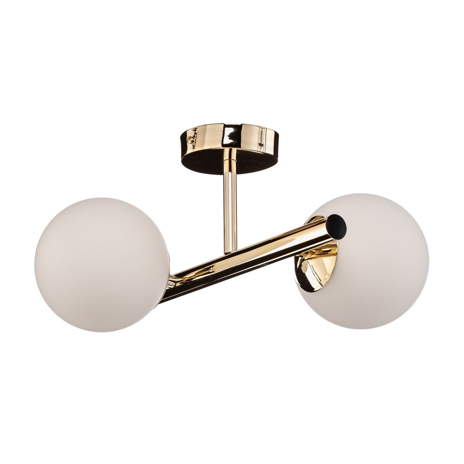 Linea ceiling lamp, gold, two-bulb