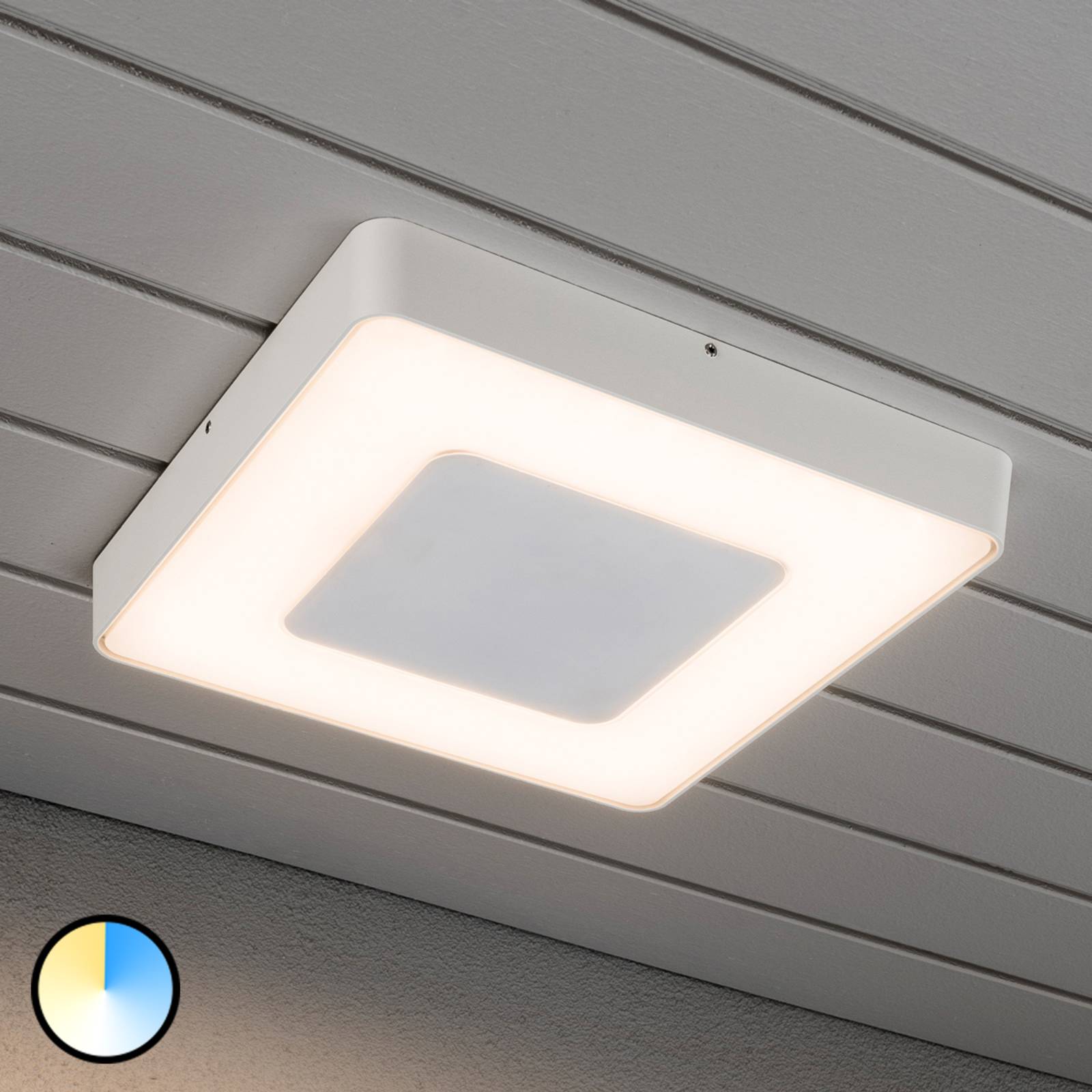 Carrara - biała kwadratowa lampa sufitowa zew. LED