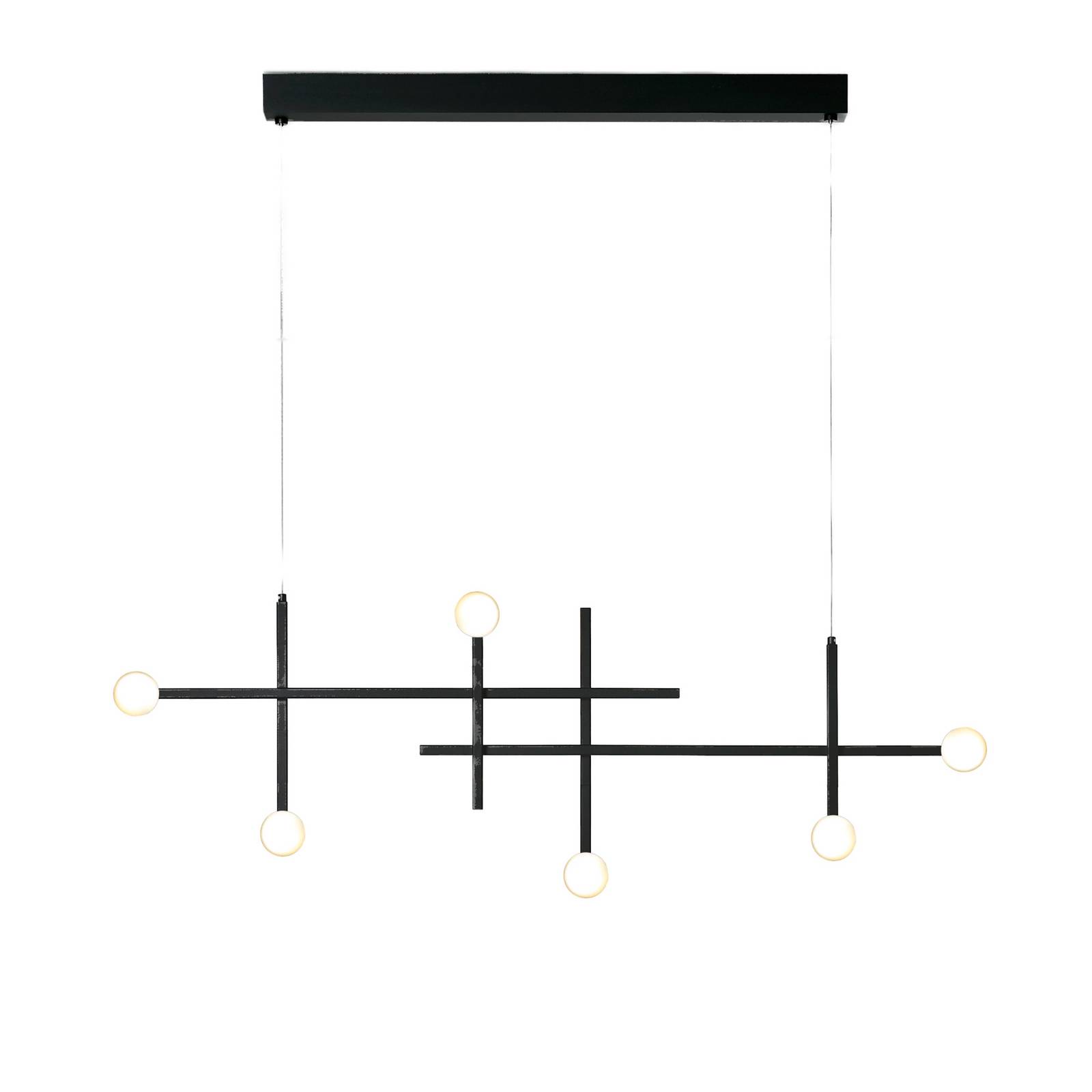 Bopp LED-Hängeleuchte Cross, schwarz, Aluminium, 6-flammig