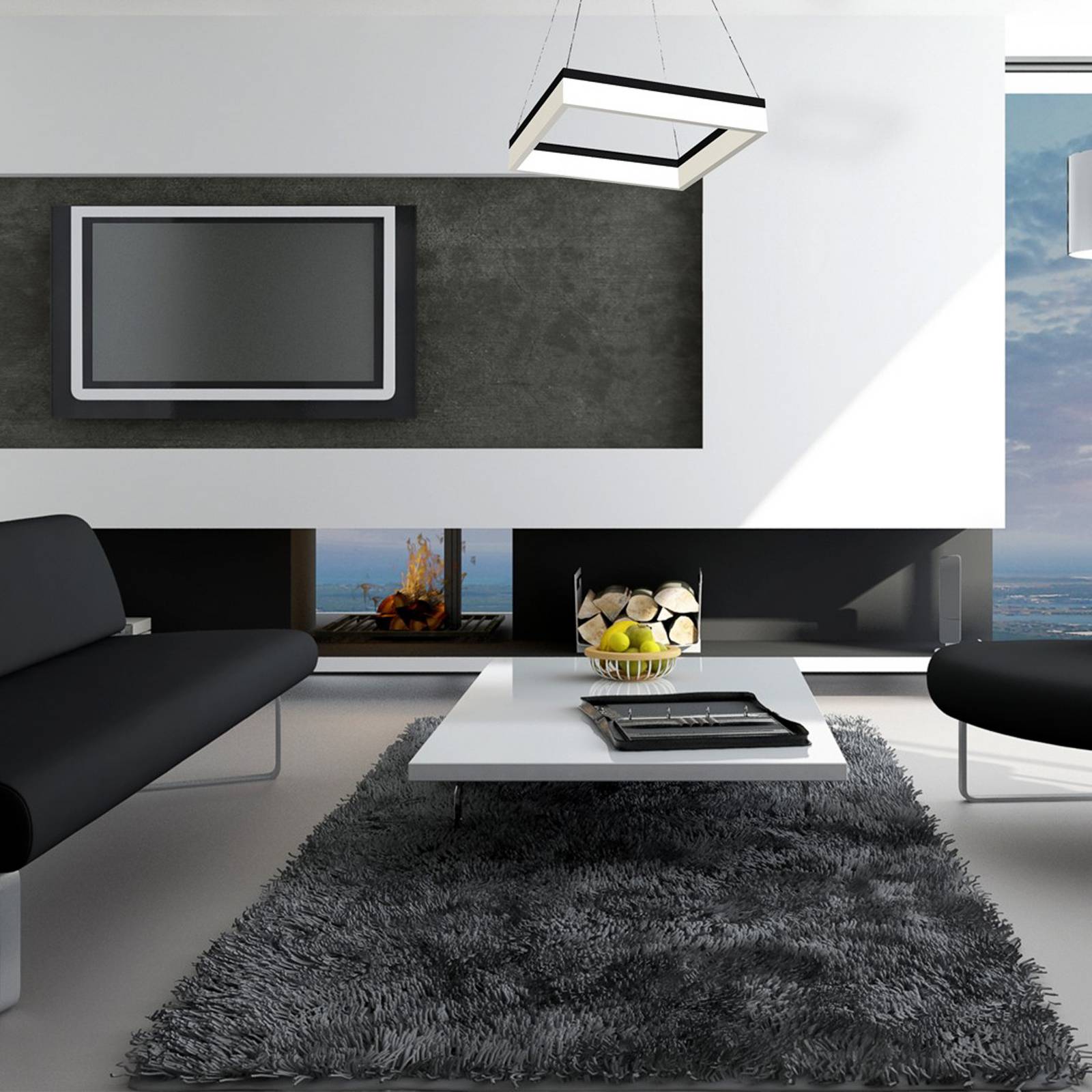 Lampa wisząca LED Nero, tworzywo sztuczne, czarna, 1-punktowa, 32 W