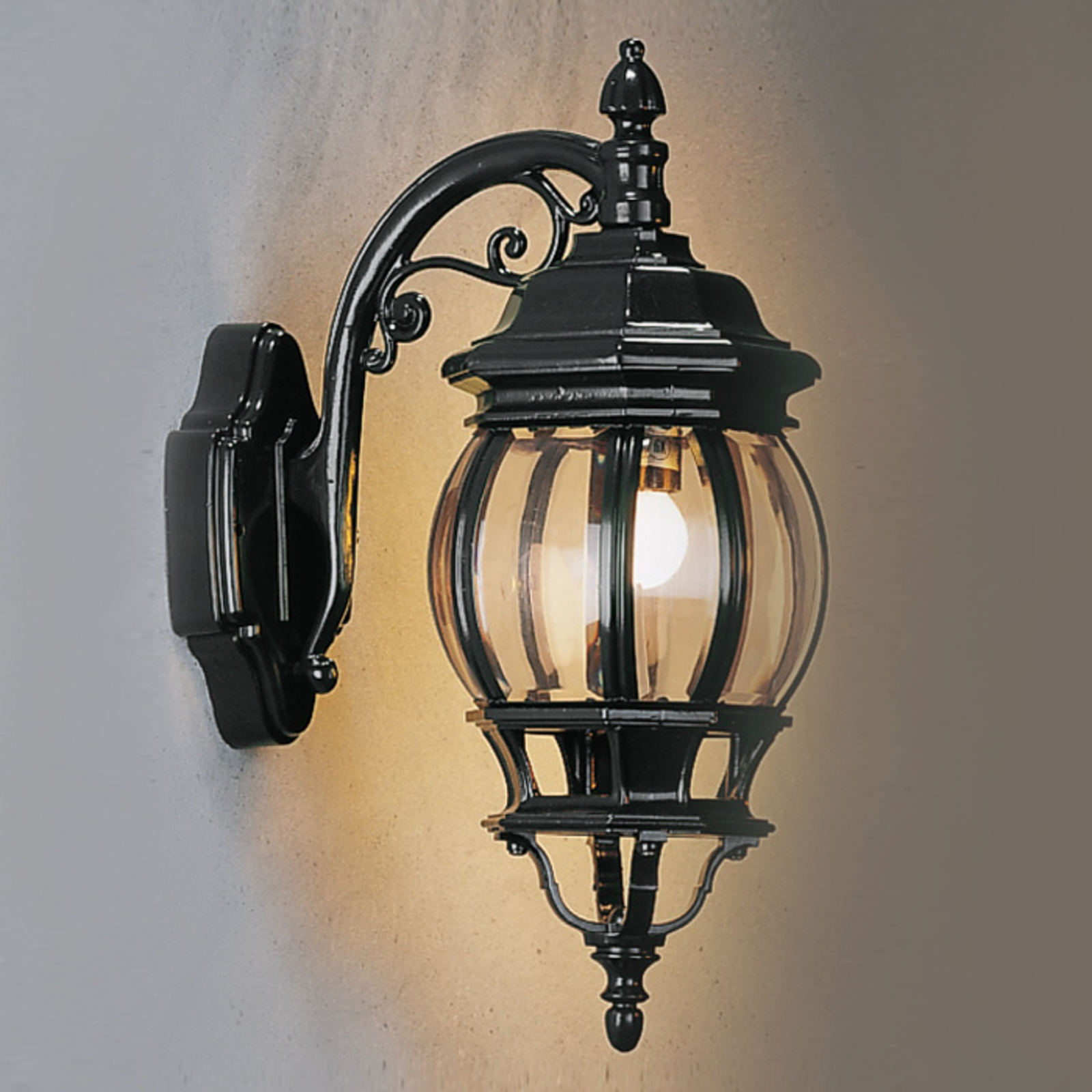K. S. Verlichting Outdoor wall light Andrew hanging lantern black, metal, glass, E27, 60 W, energy efficiency: A++, H: 45 cm