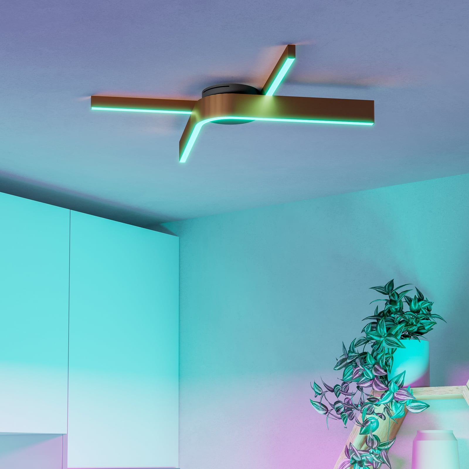 LED išmanusis lubų šviestuvas „Folcino-Z“, bronzinės spalvos, 64 cm, CCT