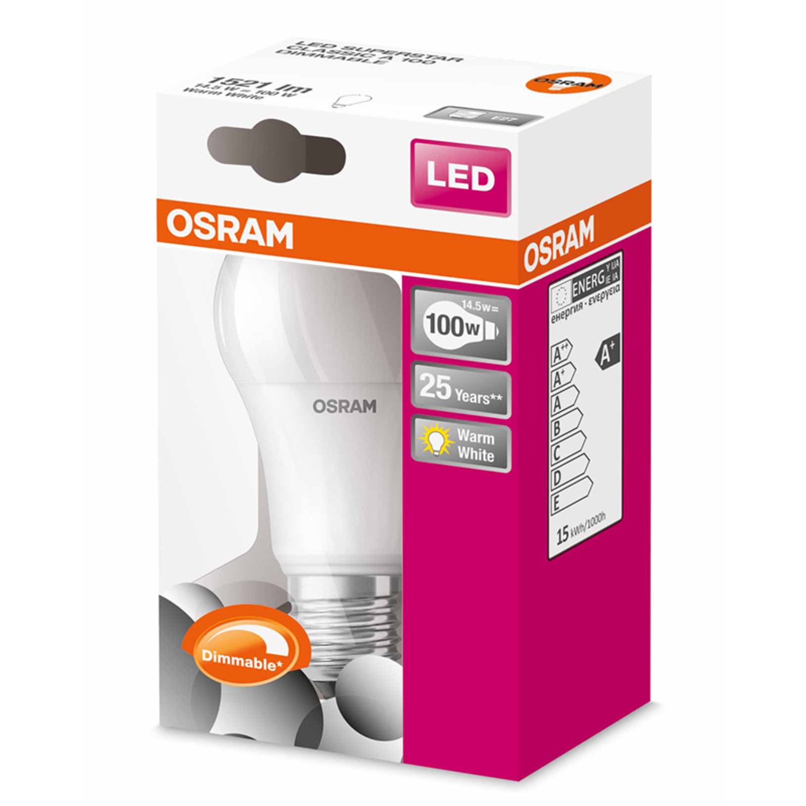 OSRAM LED-Lampe E27 14W 827 Superstar, dimmbar
