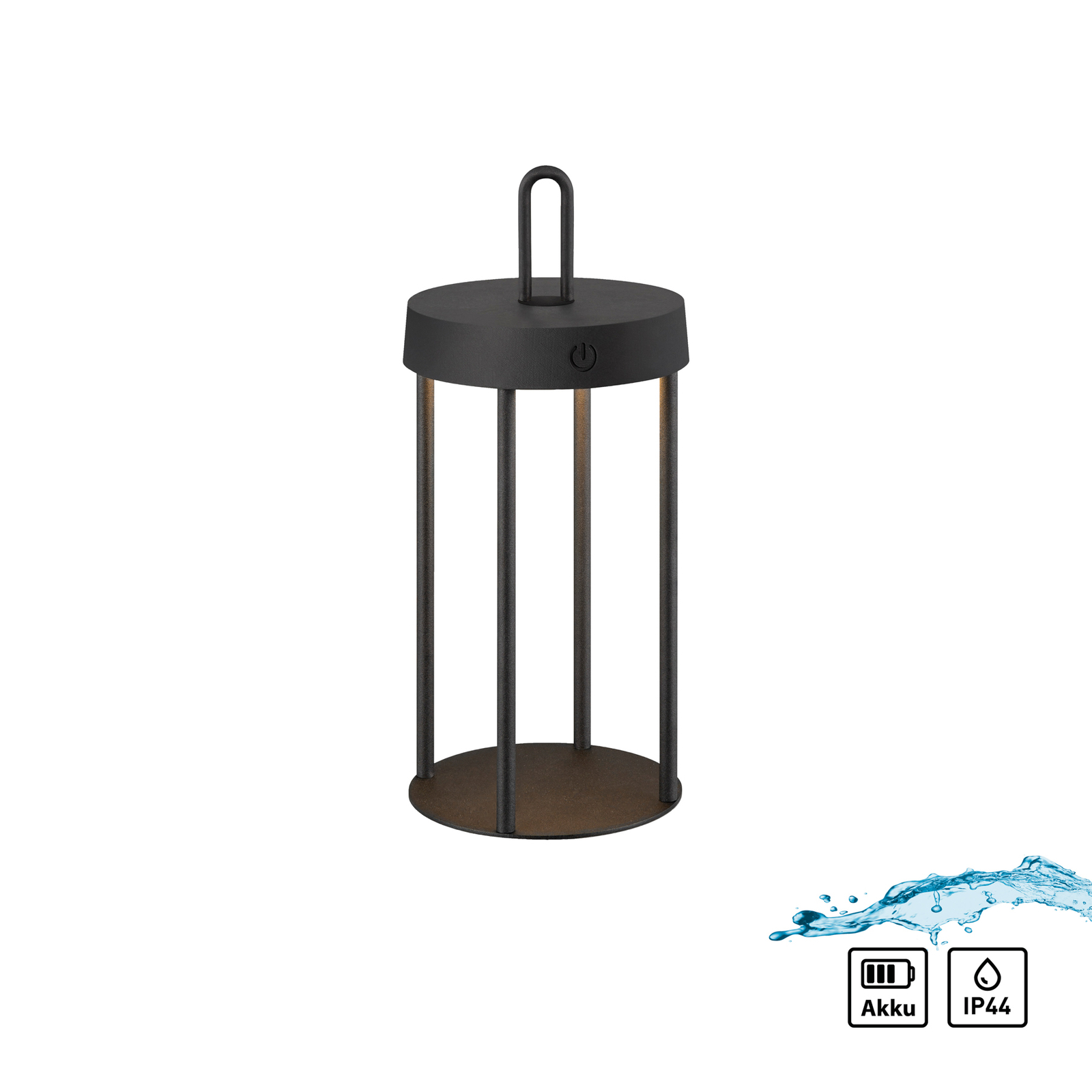 JUST LIGHT. Lámpara de mesa LED recargable Anselm negro 28 cm hierro