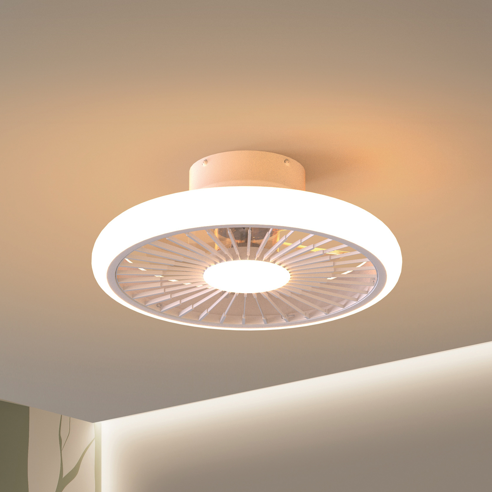 LED griestu ventilators Turbo, balts, DC klusais Ø 51 cm CCT