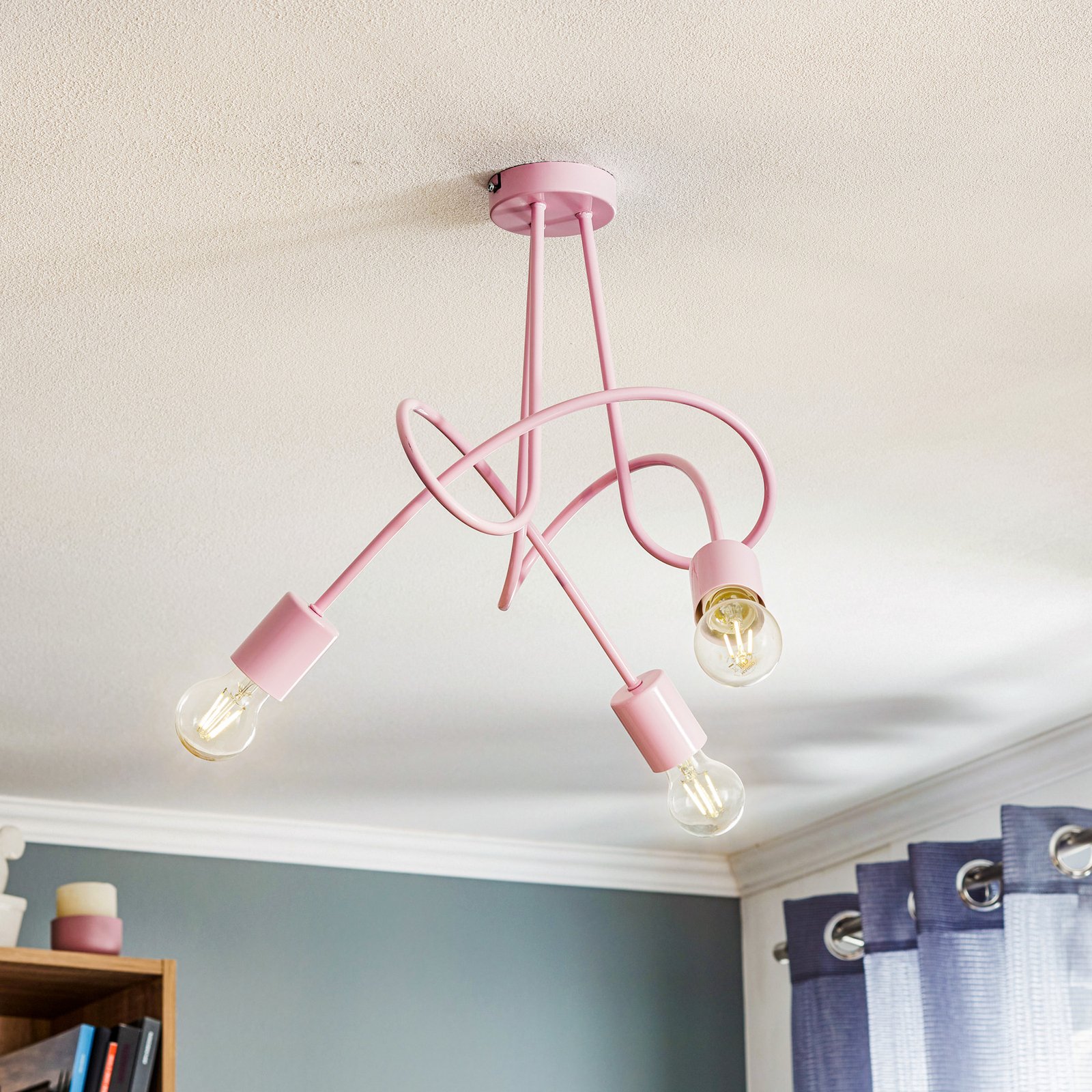 Tarnow ceiling light three-bulb pink