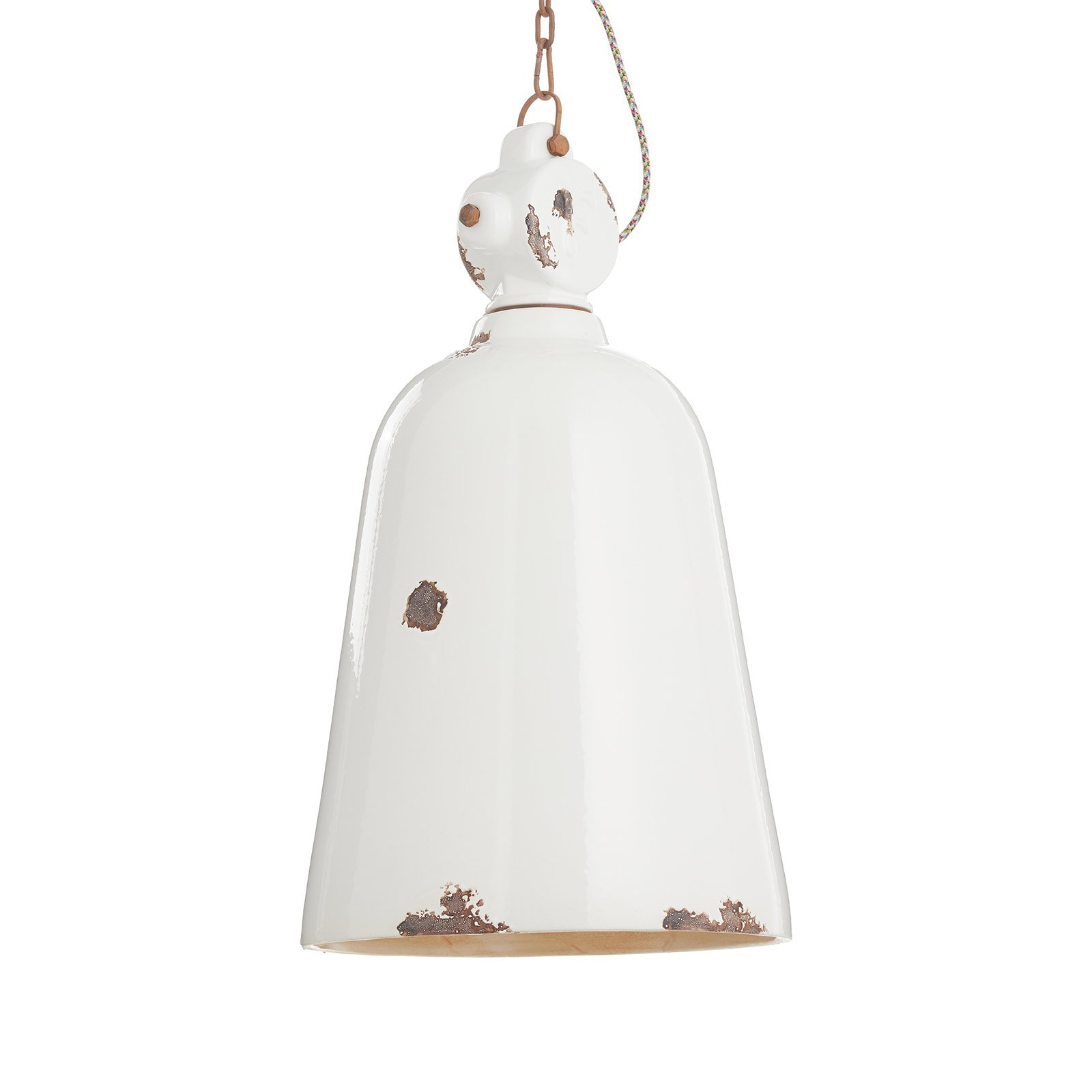 C1745 vintage hanging light, conical, white