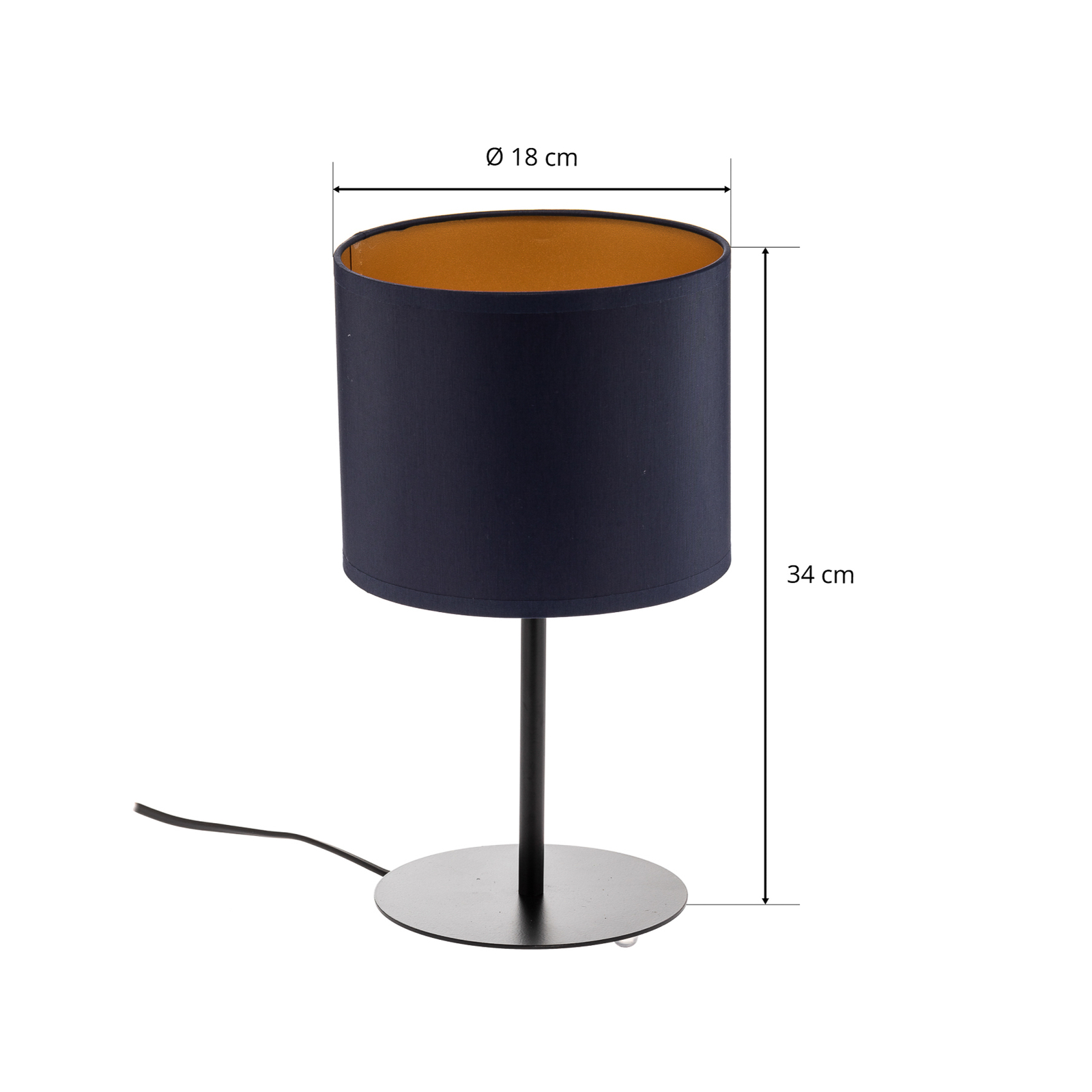 Table lamp Soho, cylindrical height 34cm blue/gold