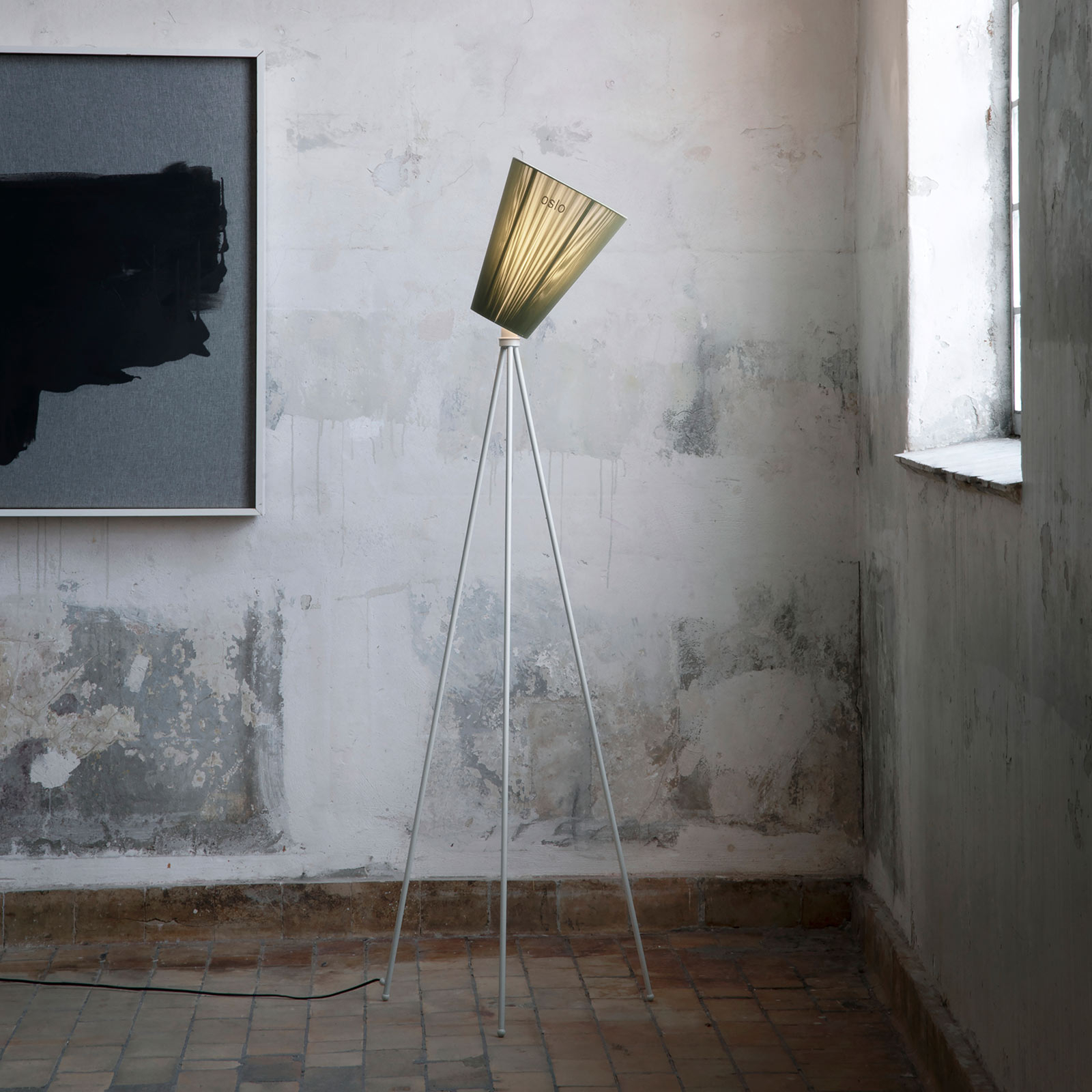 Oslo Wood Golvlampa Light Grey/Olive - Northern