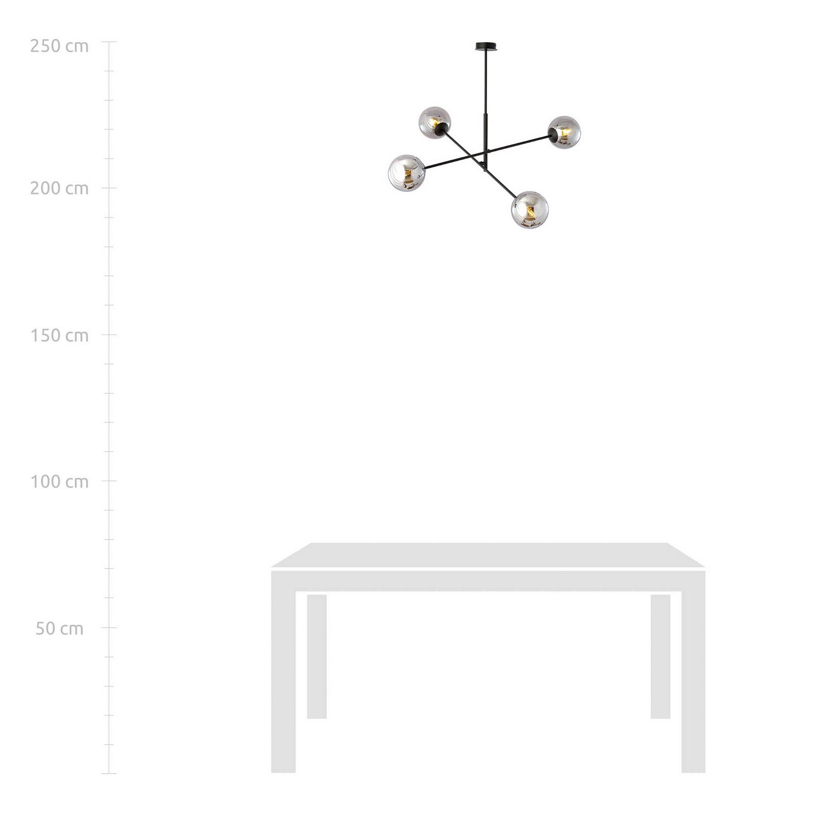 Taklampa Linear, svart/grafik, 4 lampor