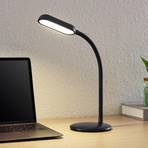 Prios genopladelig LED-bordlampe Opira, sort, USB, touch-dæmper