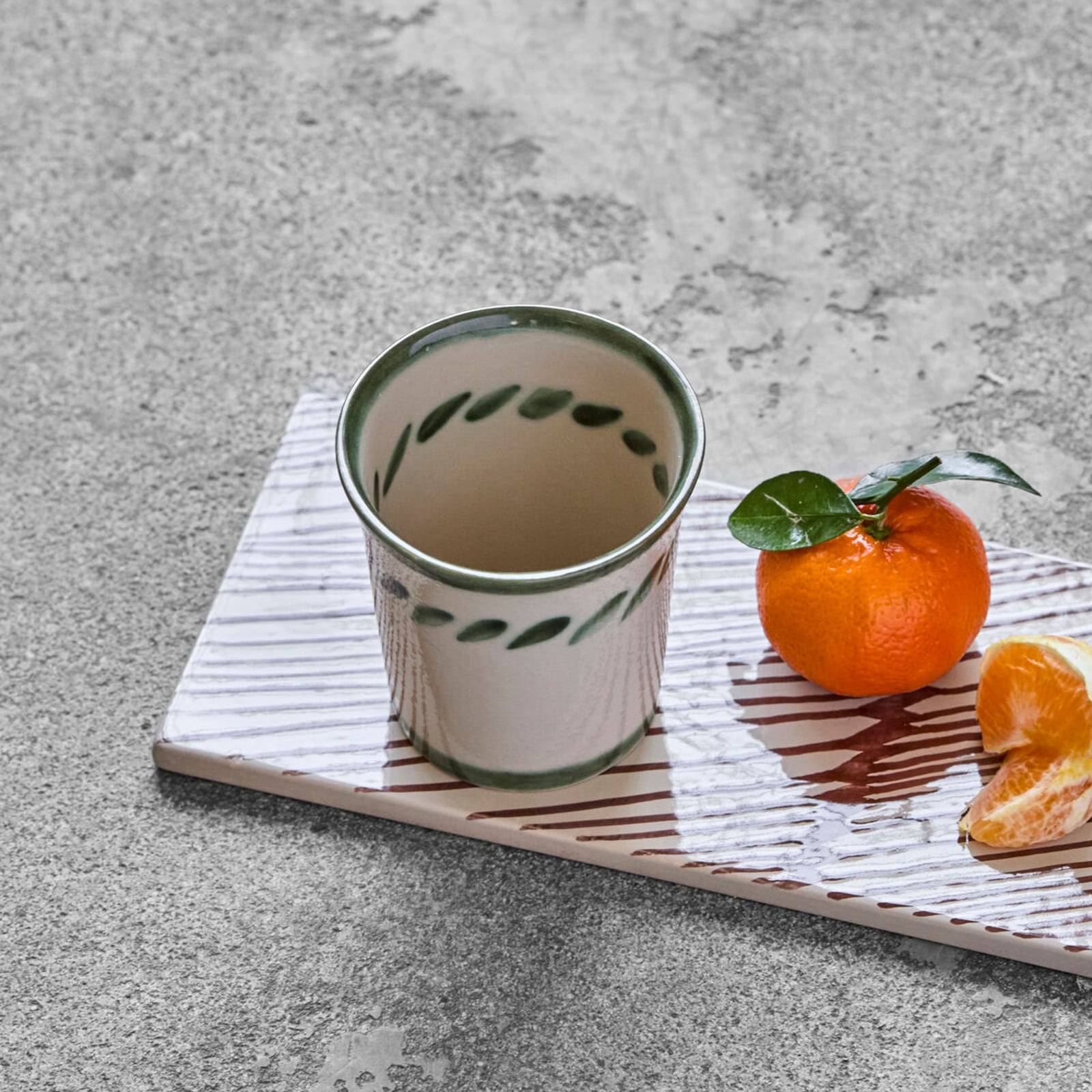 Tazza HDDiva, bianco/verde, ceramica 9 cm, set da 2 - House Doctor