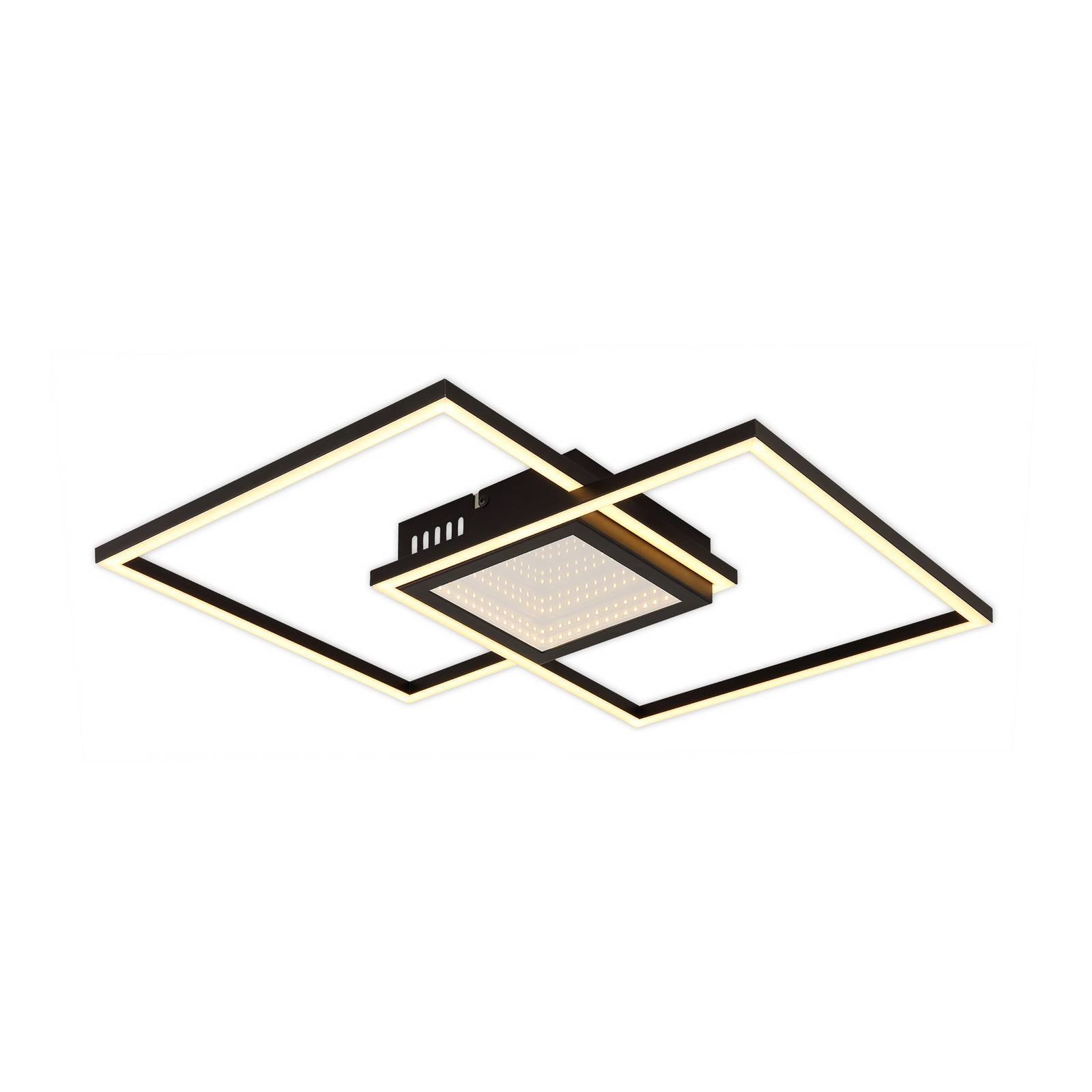LED-Deckenlampe Saunders, Länge 43 cm, schwarz, 3D-Effekt