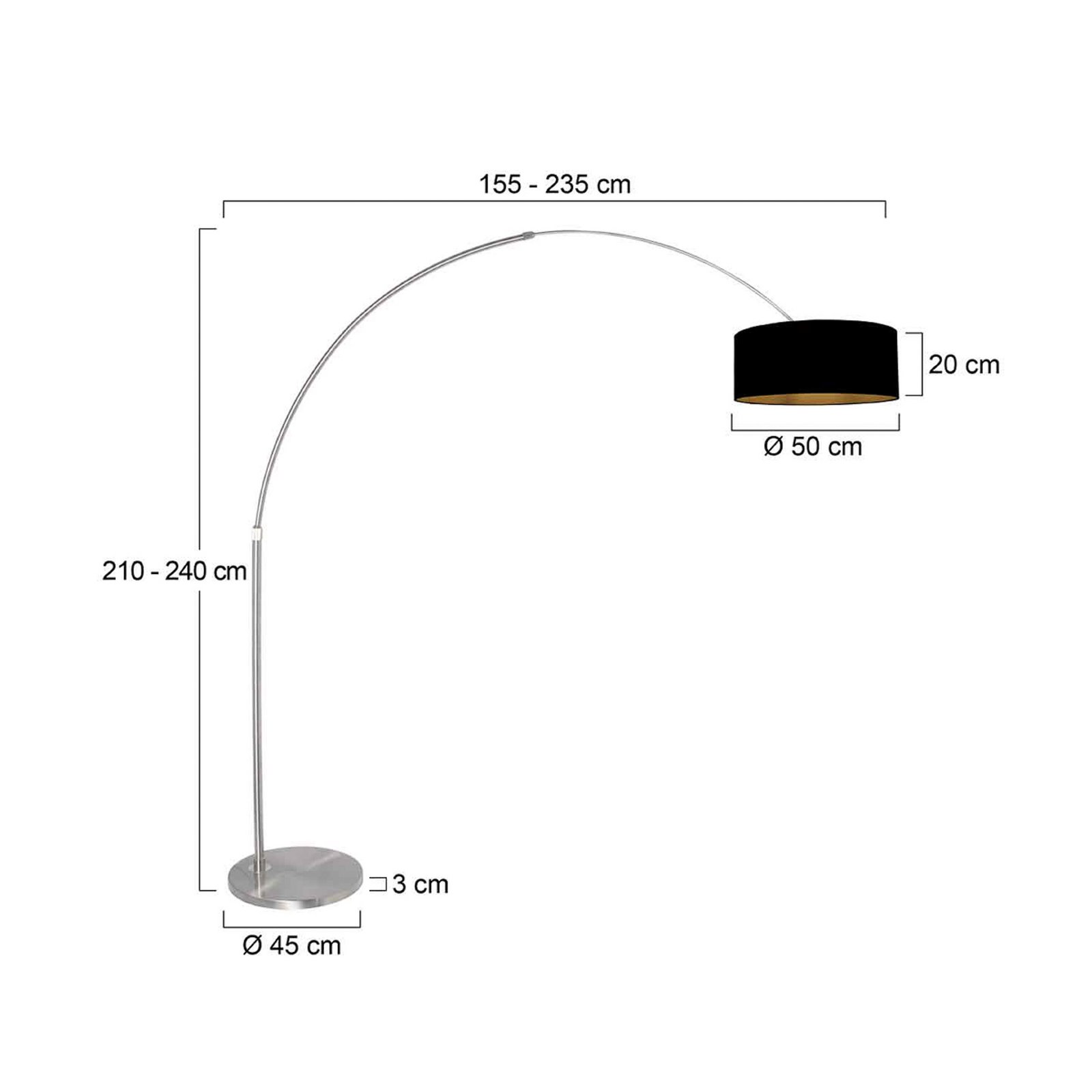 Kaarjas põrandalamp Sparkled Light teras/must-kuldne 240 Chintz