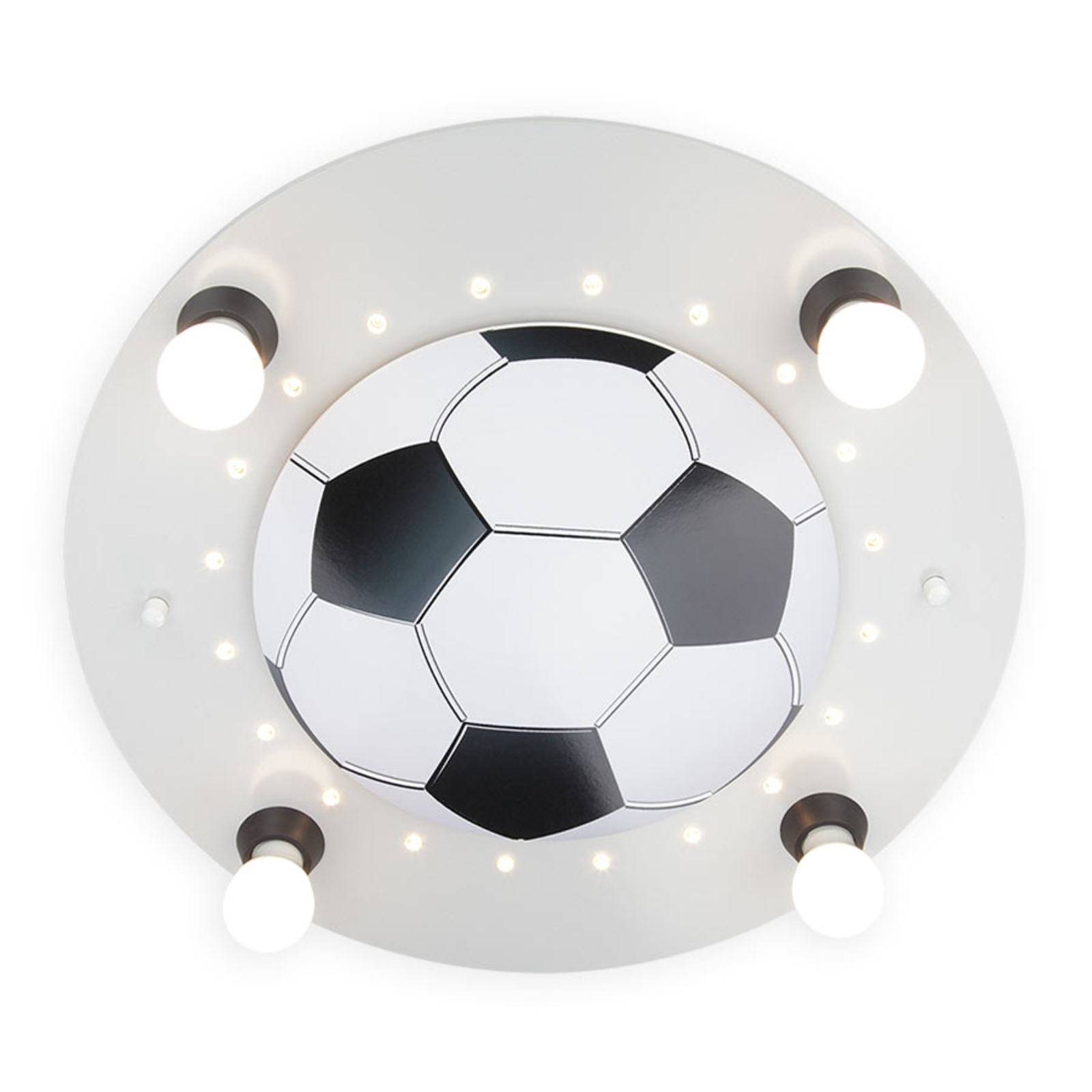 Plafón Fútbol, 4 luces, plata-blanco