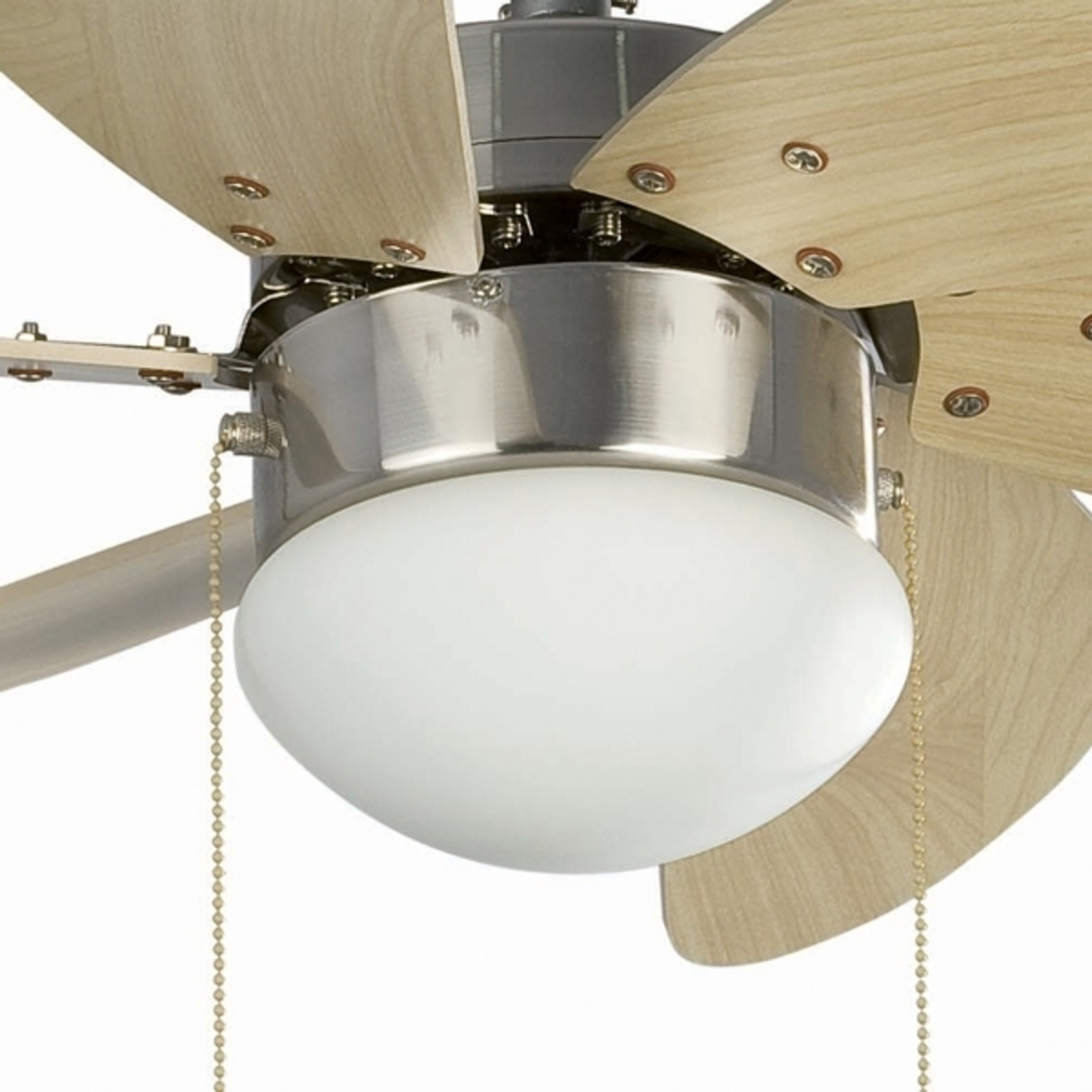 Palao S ceiling fan with a light, matt nickel