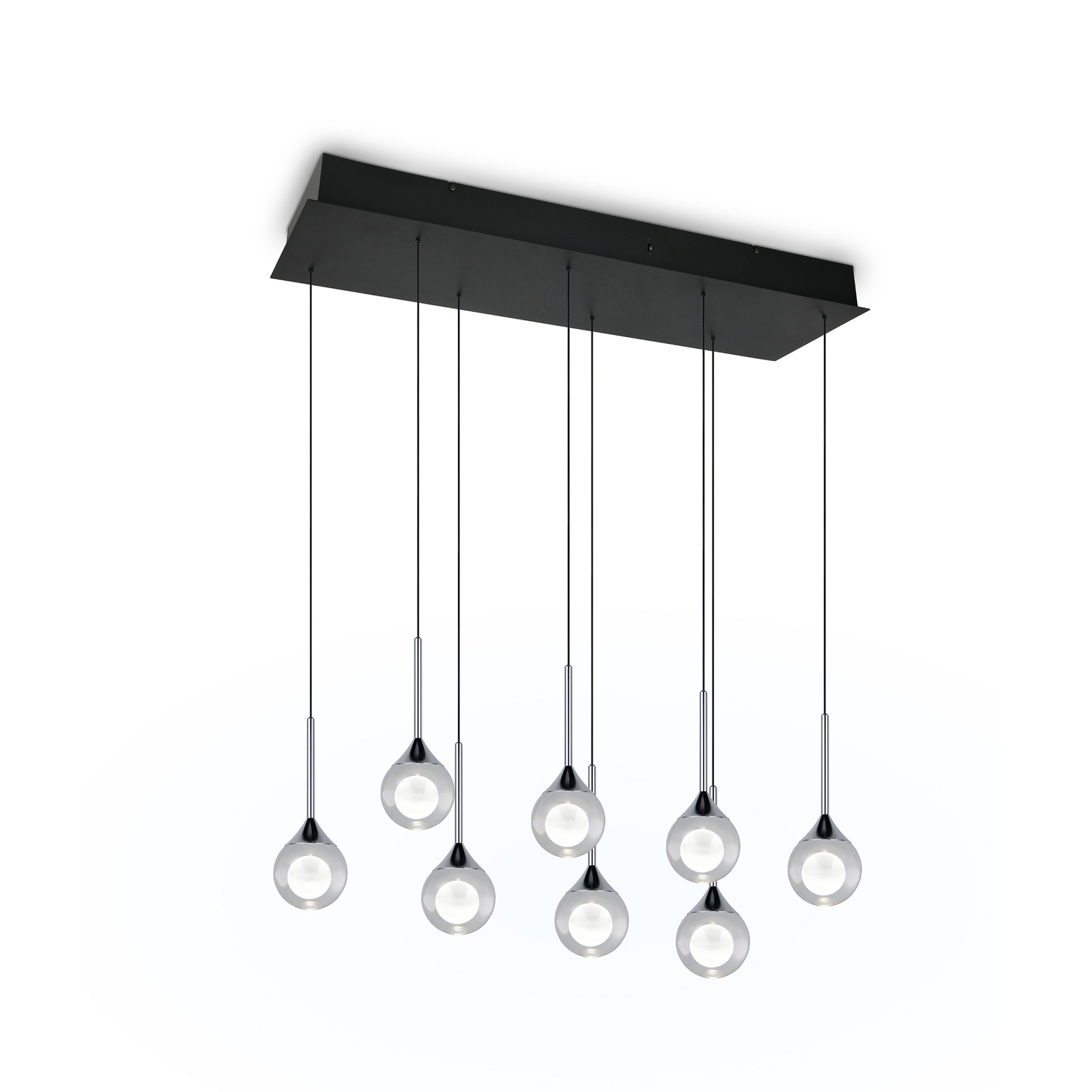 LED piekaramā lampa „Calista“, hromēta, garums 90 cm, metāls/stikls, 8 spuldzes LED piekaramā lampa „Calista“, hromēta, garums 90 cm, metāls/stikls, 8 spuldzes