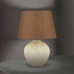 Masai table lamp, cream/brown, height 46.5 cm, ceramic/linen