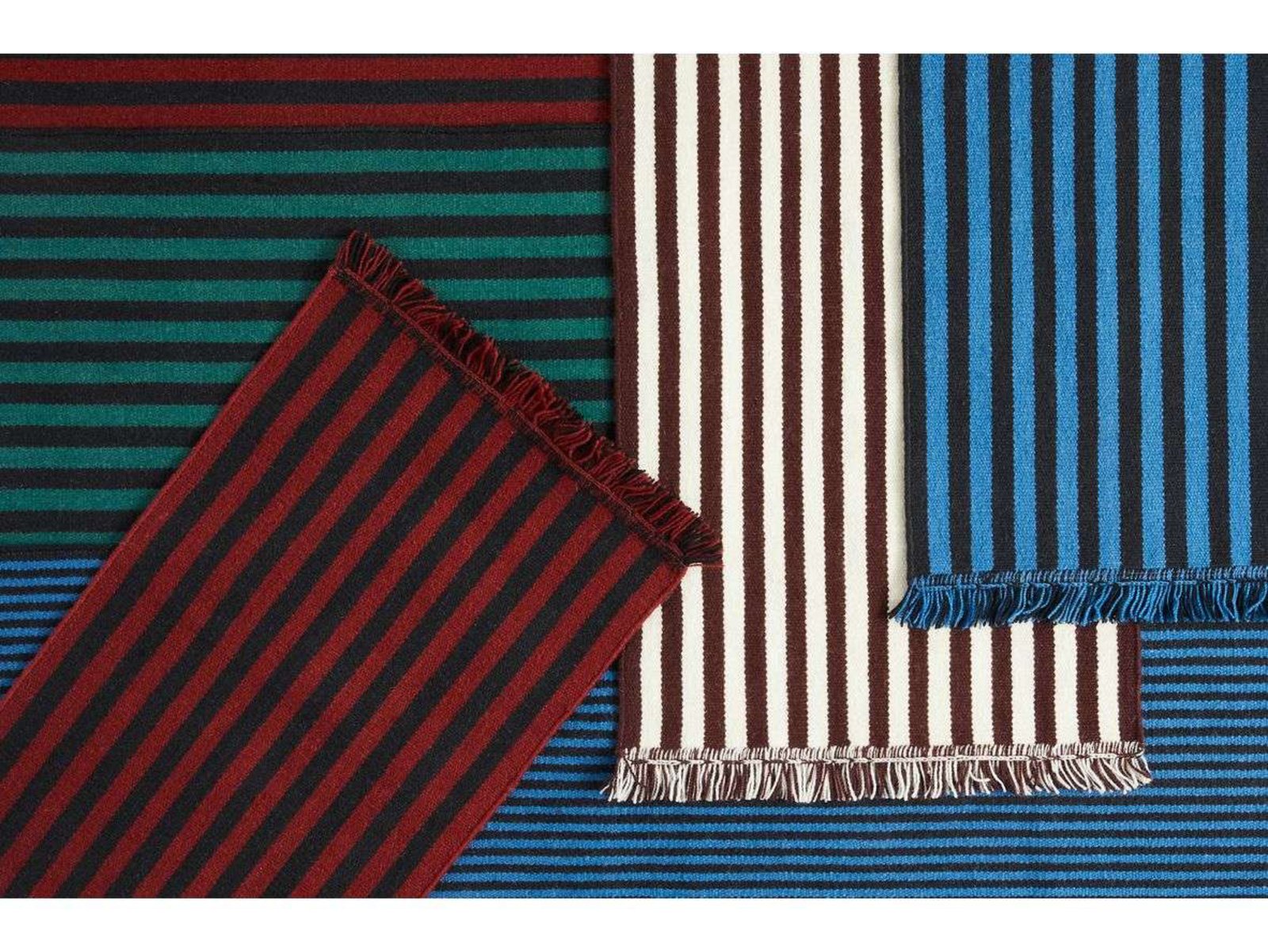 Stripes and Stripes Wool Rug 95x52 Cherry - HAY