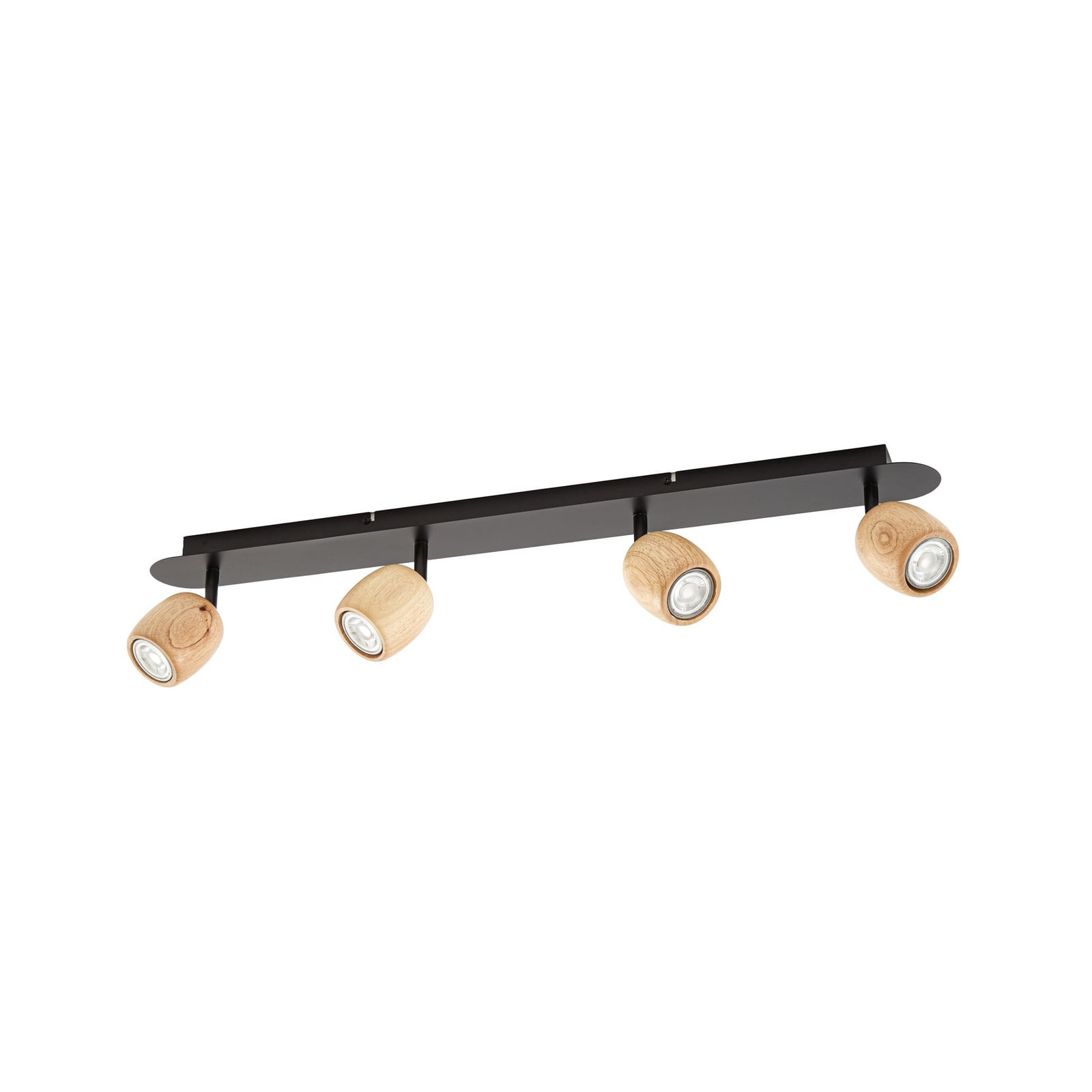 Lindby downlight Sloane, 4 lyskilder, tre/svart, GU10 Lindby downlight Sloane, 4 lyskilder, tre/svart, GU10