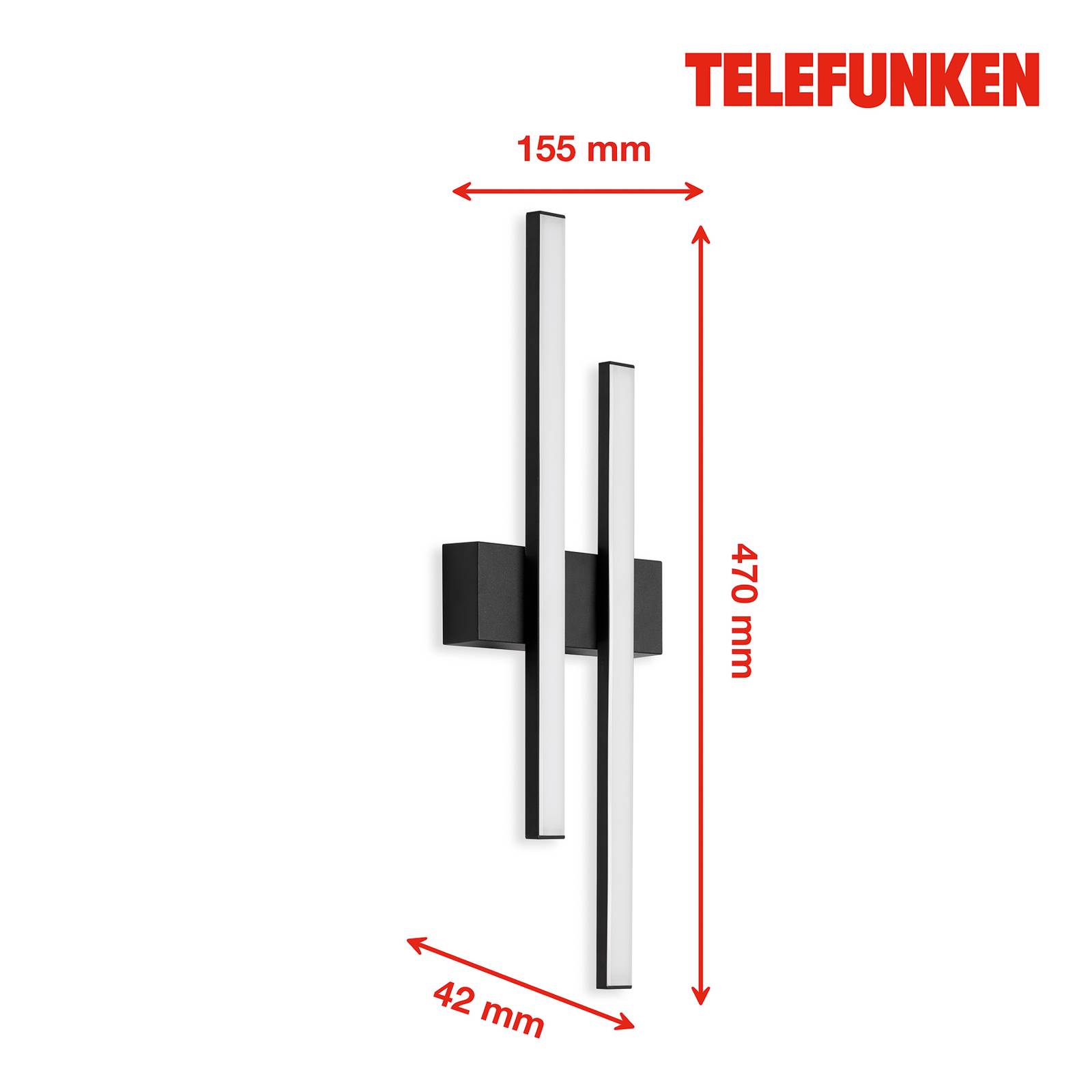 Telefunken LED venkovní nástěnné Graz přímé 2 zdroje černá