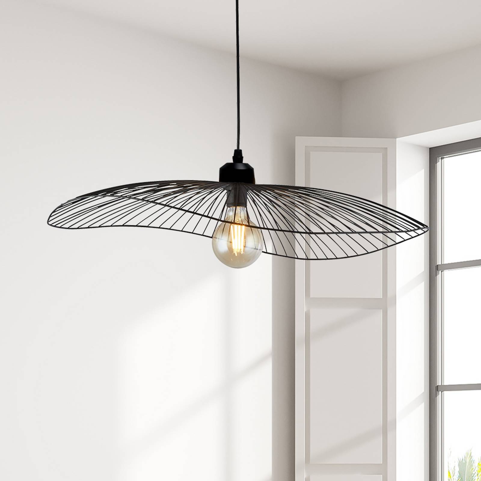 Searchlight Suspension Wave, noire, Ø 71 cm, métal