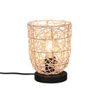 Lovis bordlampe af flettet rattan